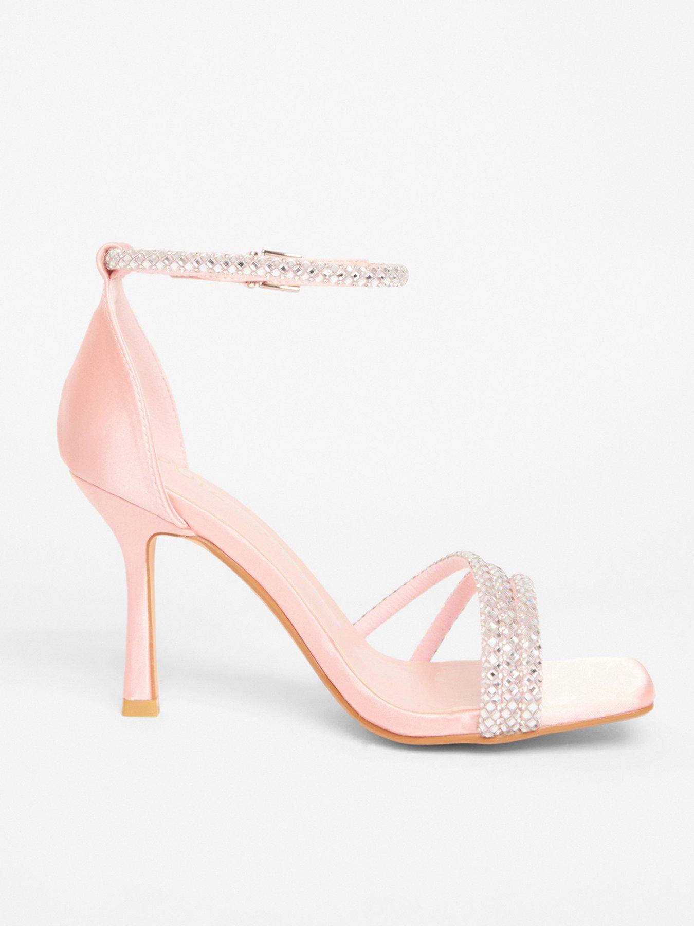 undefined Wide Fit Pink Diamante Strap Heels