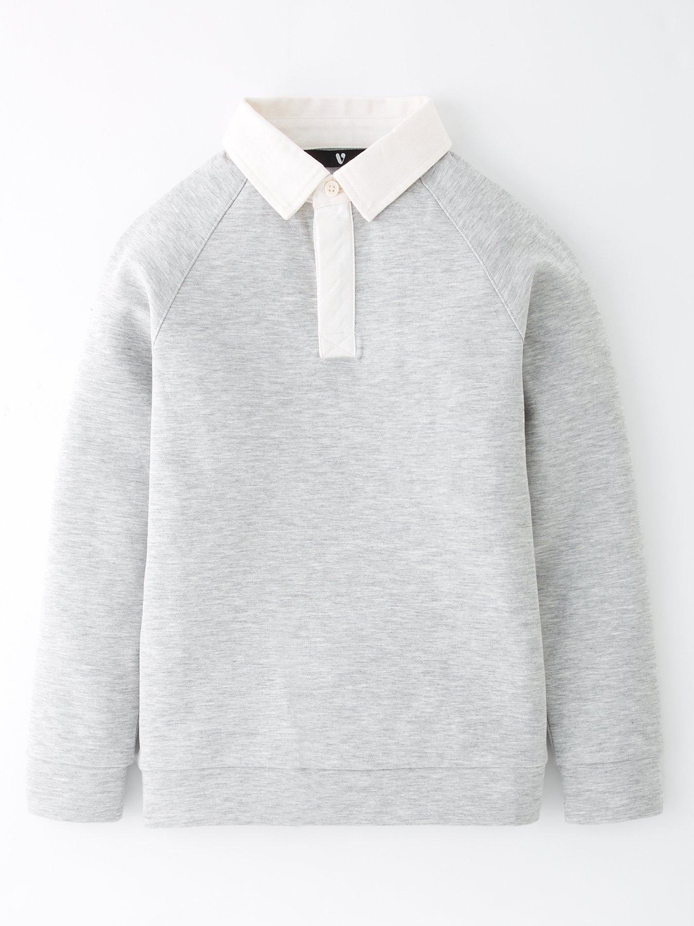 Image 1 of 4 of Mini V by Very Boys Elevated Heavyweight Collar Sweatshirt - Grey