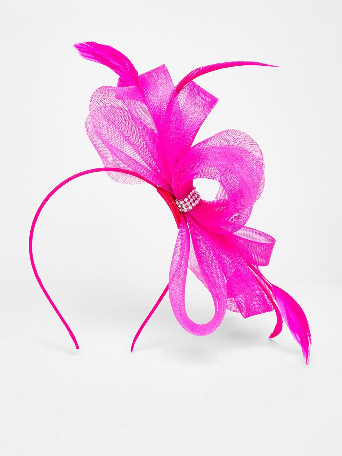 undefined Fuchsia Diamante Bow Headband Fascinator