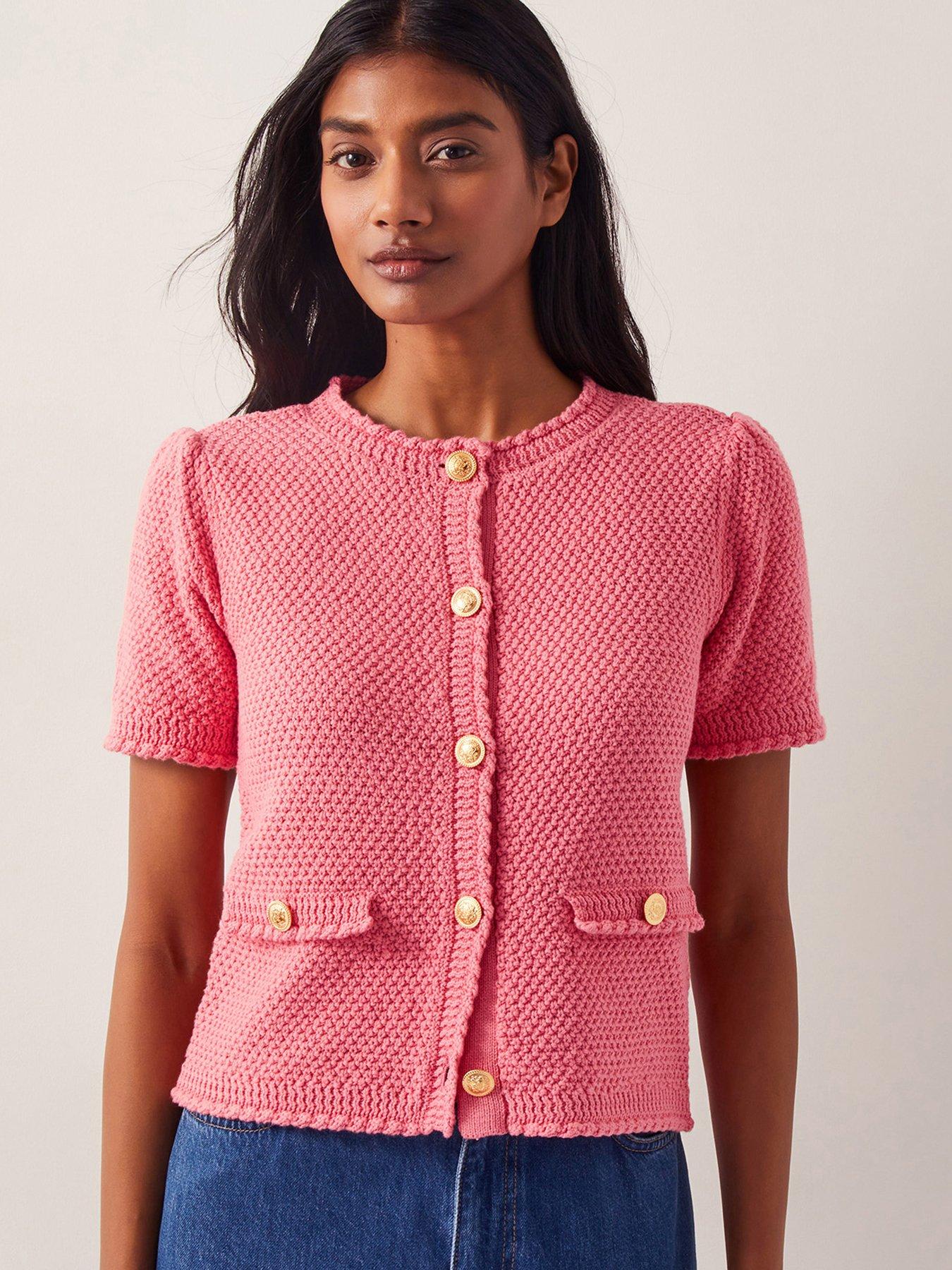 Image 1 of 5 of Monsoon Sami Stitch Cardigan - Pink