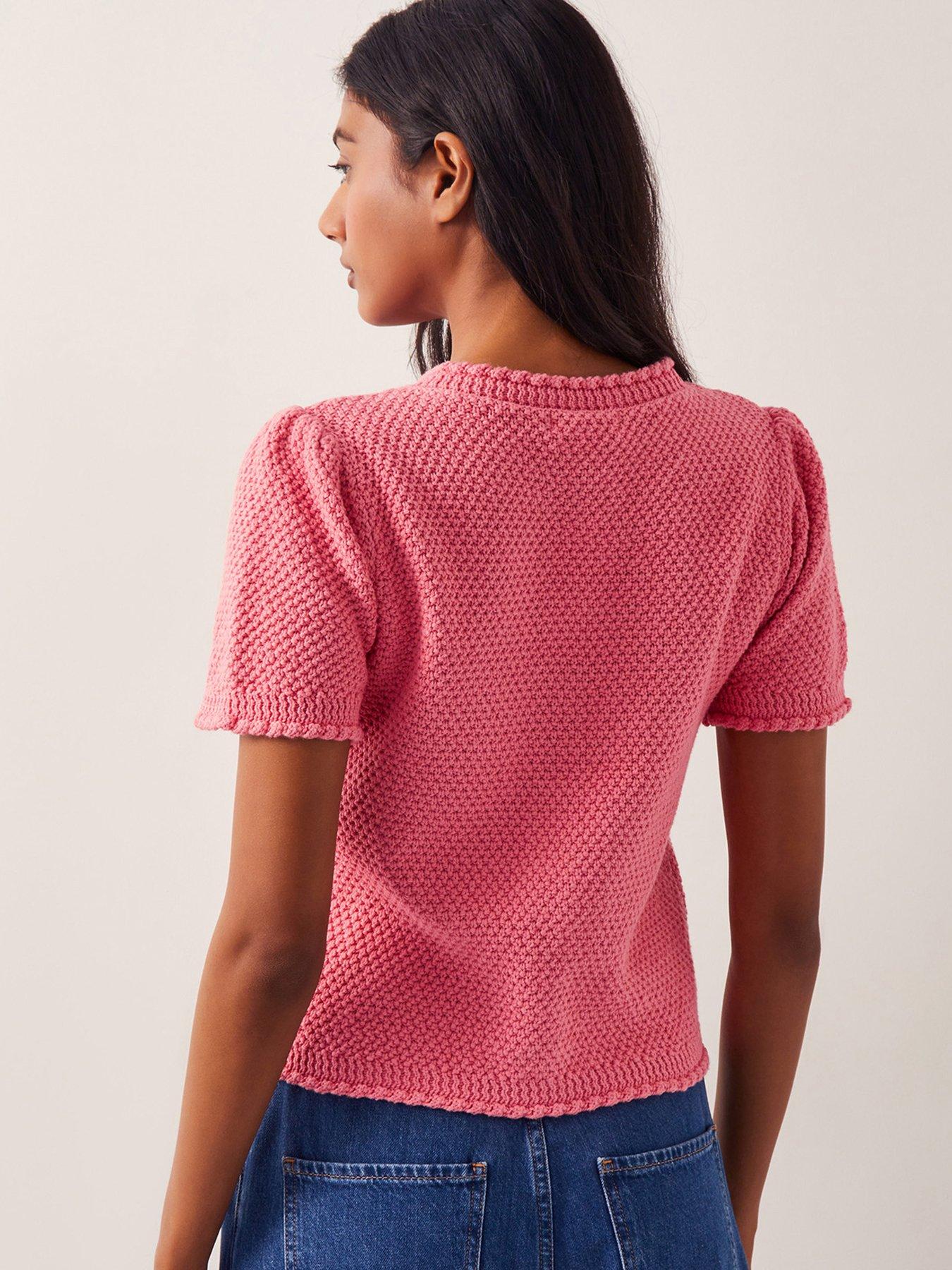 Image 2 of 5 of Monsoon Sami Stitch Cardigan - Pink
