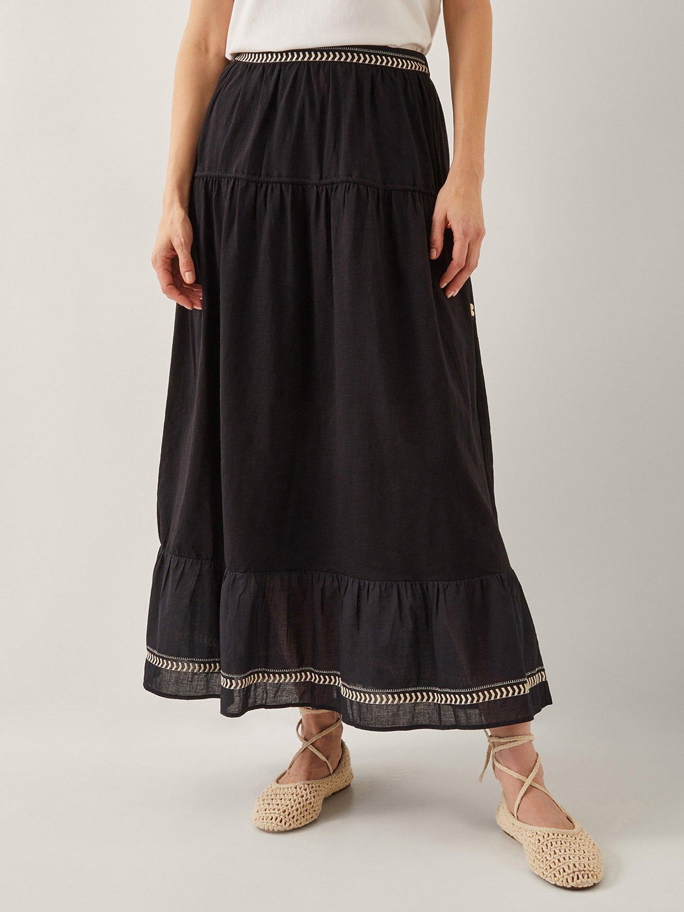 undefined Fenn Fabric Mix Skirt - Black