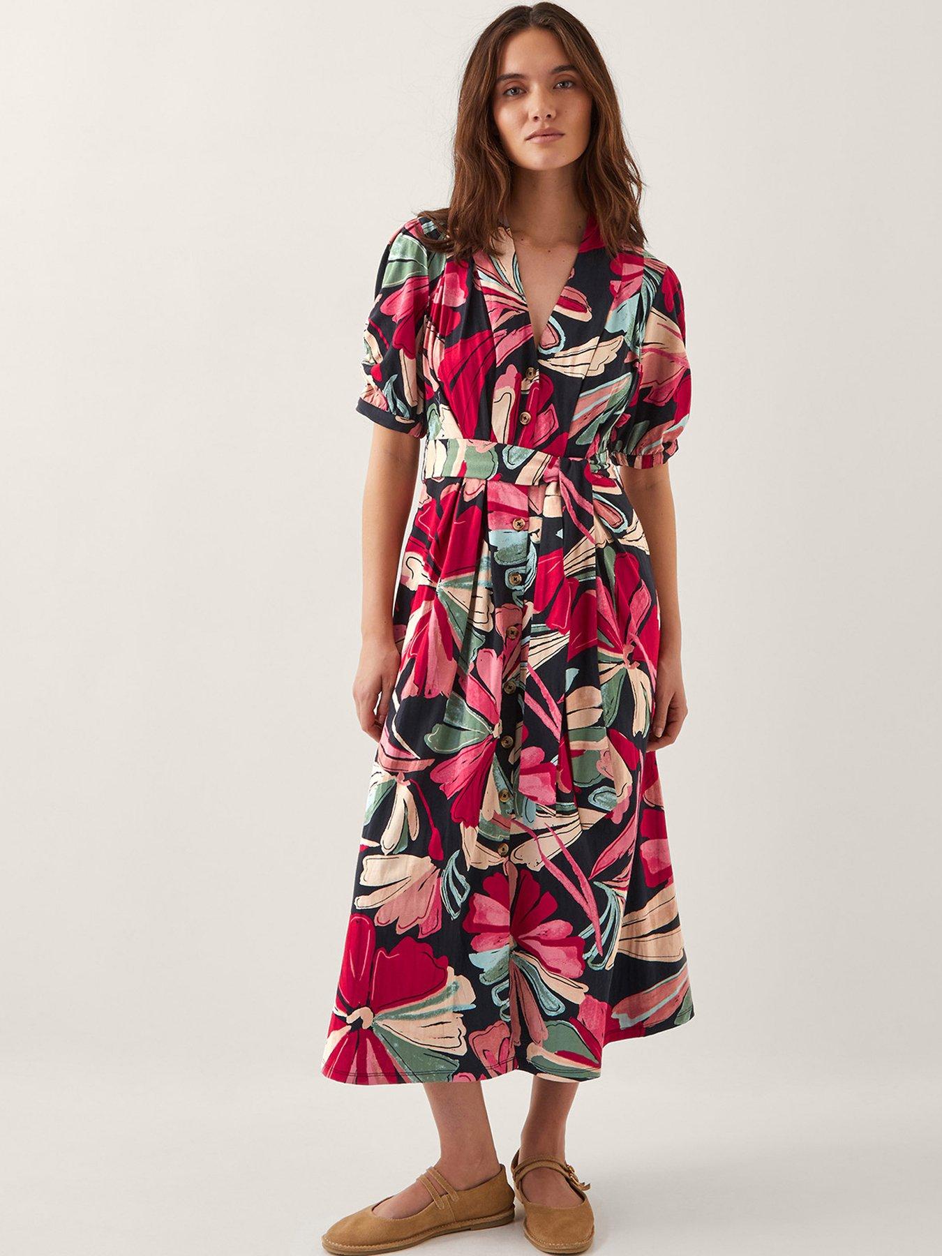 undefined Jemima Print Shirt Dress - Red