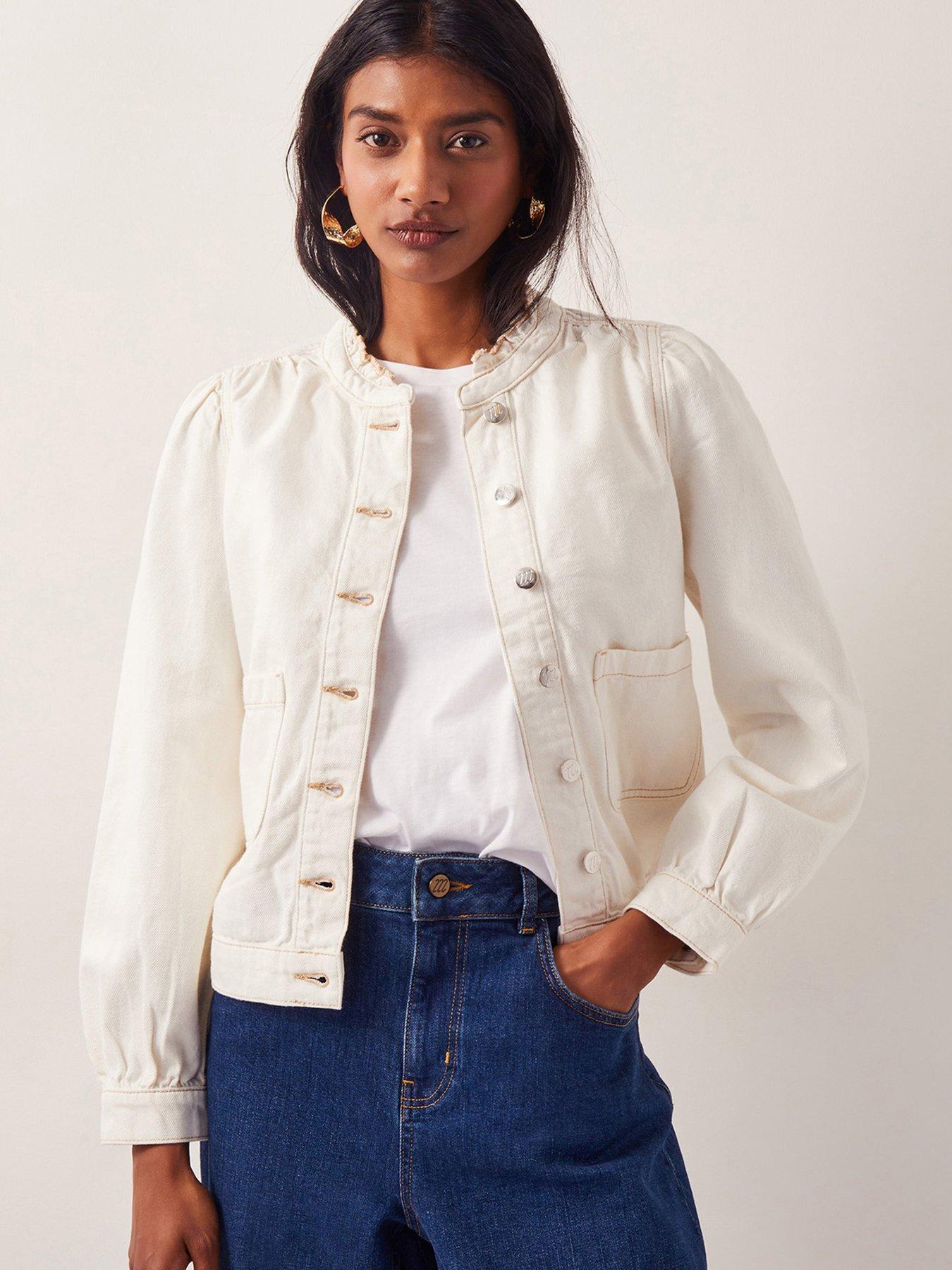 Monsoon Louisa Frill Jacket - Ecru | Very