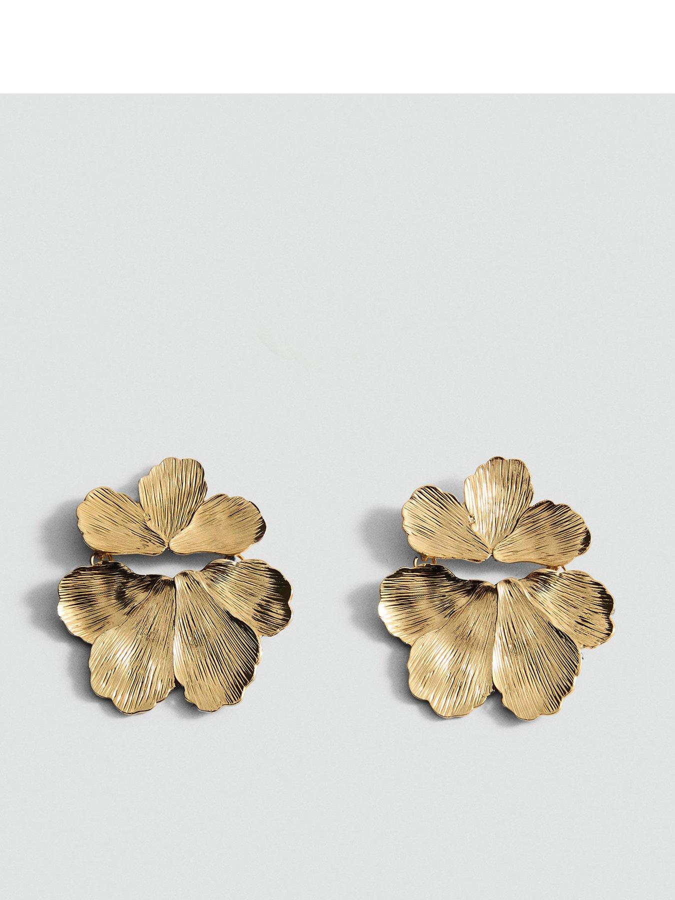 undefined Textured Flower Earrings - Gold