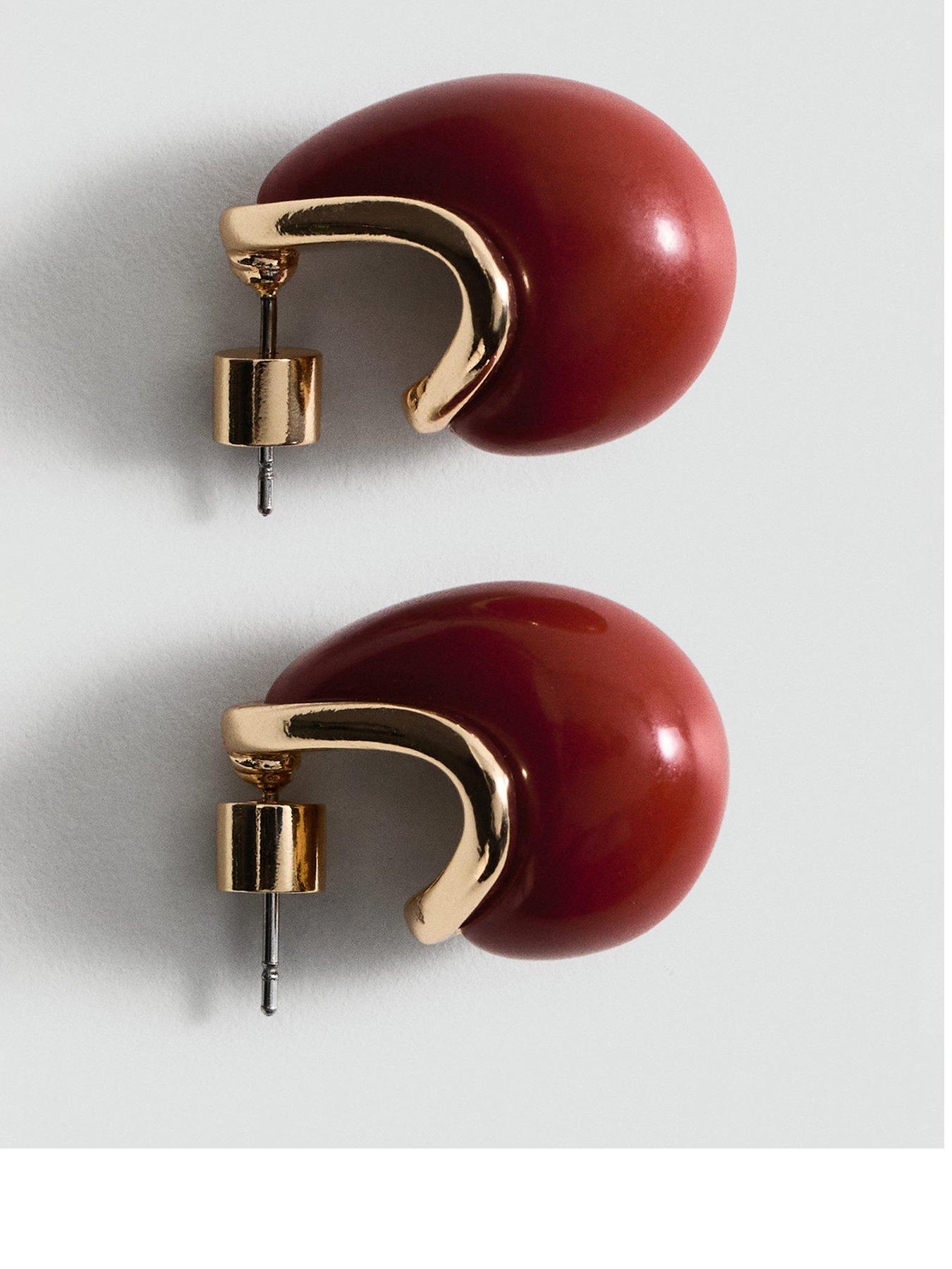 undefined Resin Drop Earrings - Red