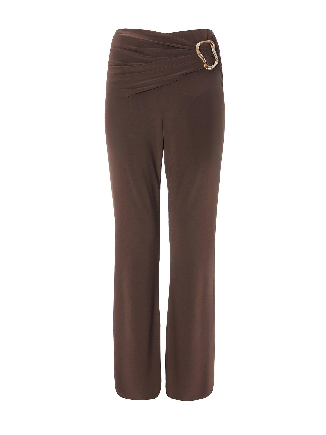 Image 4 of 6 of Quiz Brown Buckle Detail Trousers
