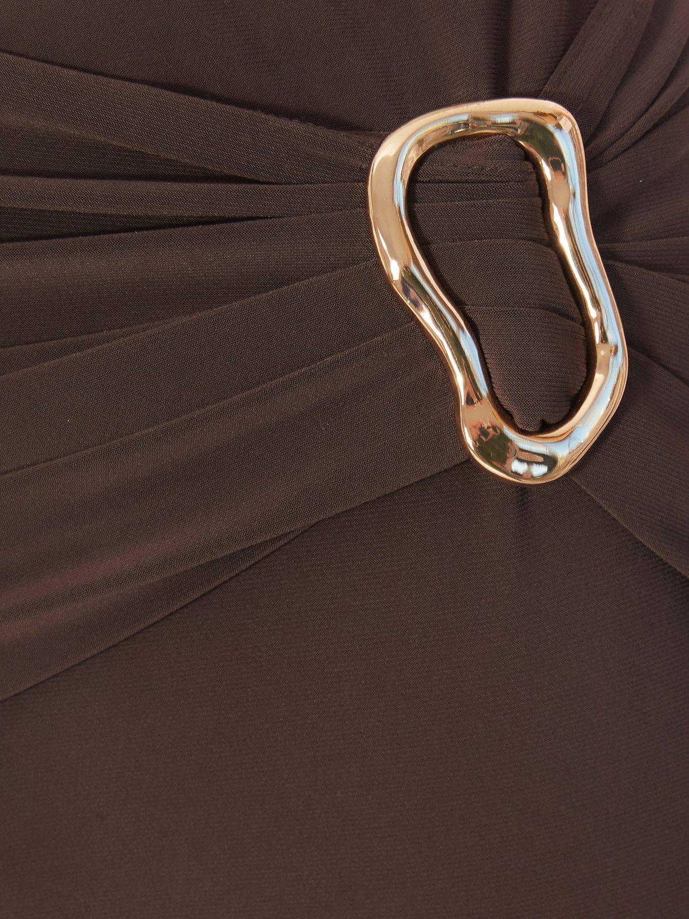 Image 6 of 6 of Quiz Brown Buckle Detail Trousers