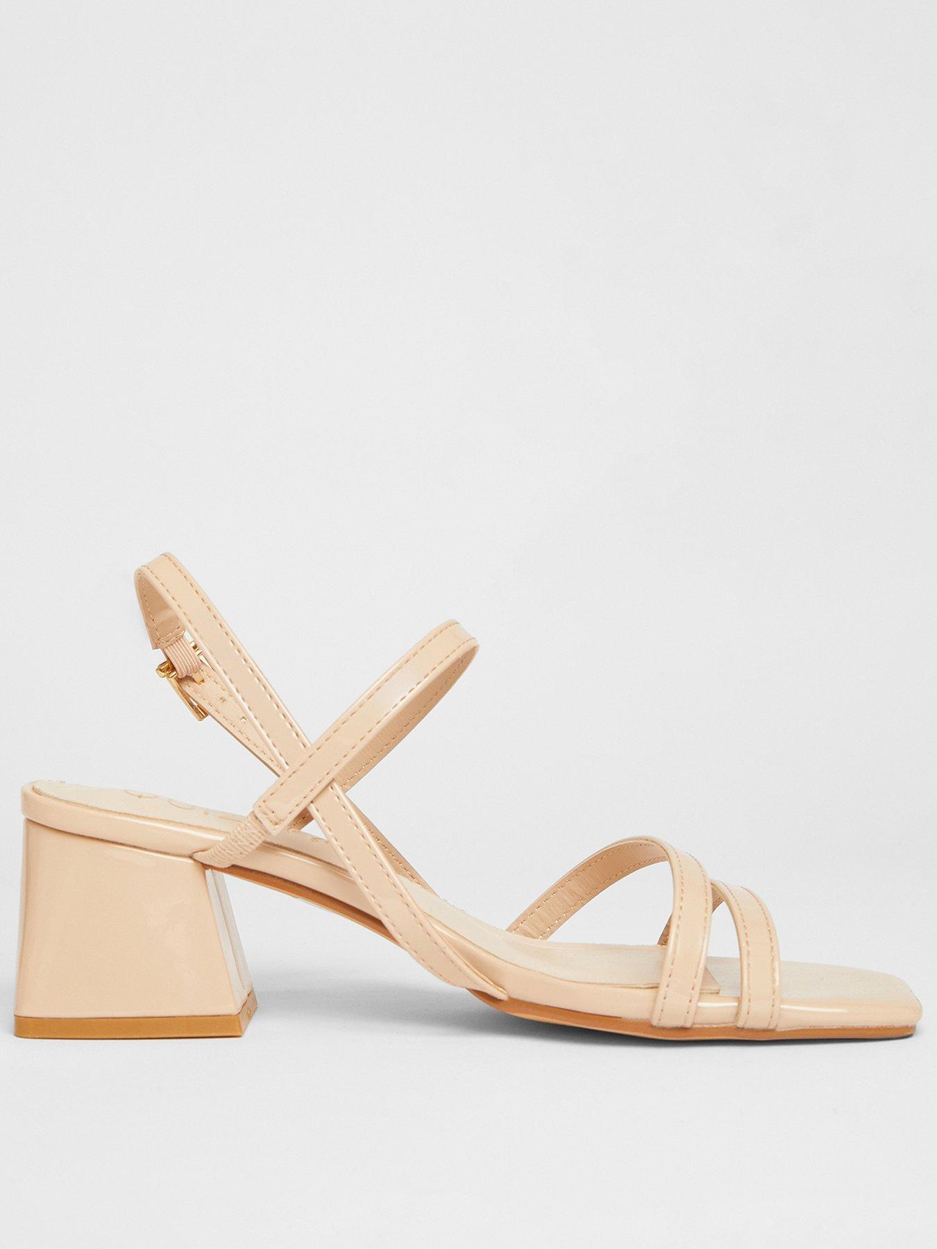 undefined Wide Fit Nude Slingback Block Heels