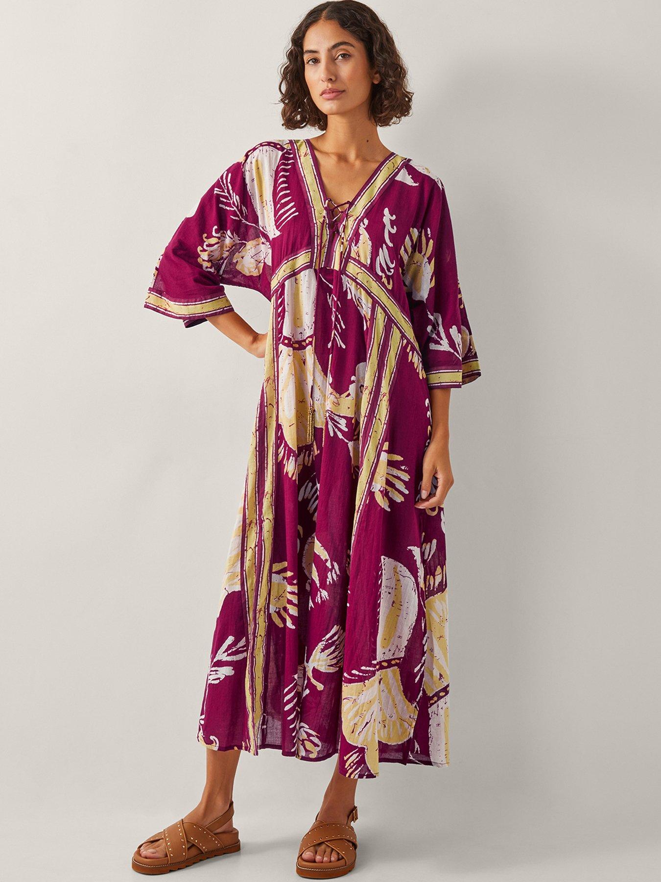Monsoon Amisha Midi Dress - Burgundy | Very