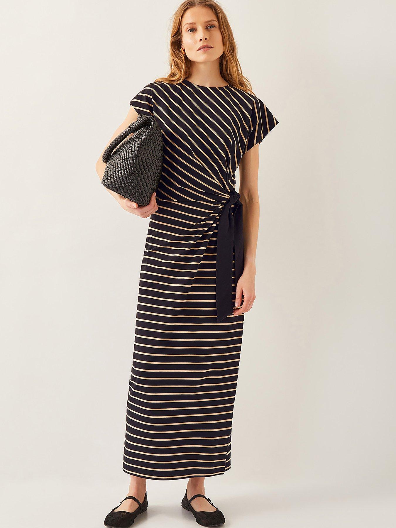 undefined Sanya Stripe Jersey Dress - Black