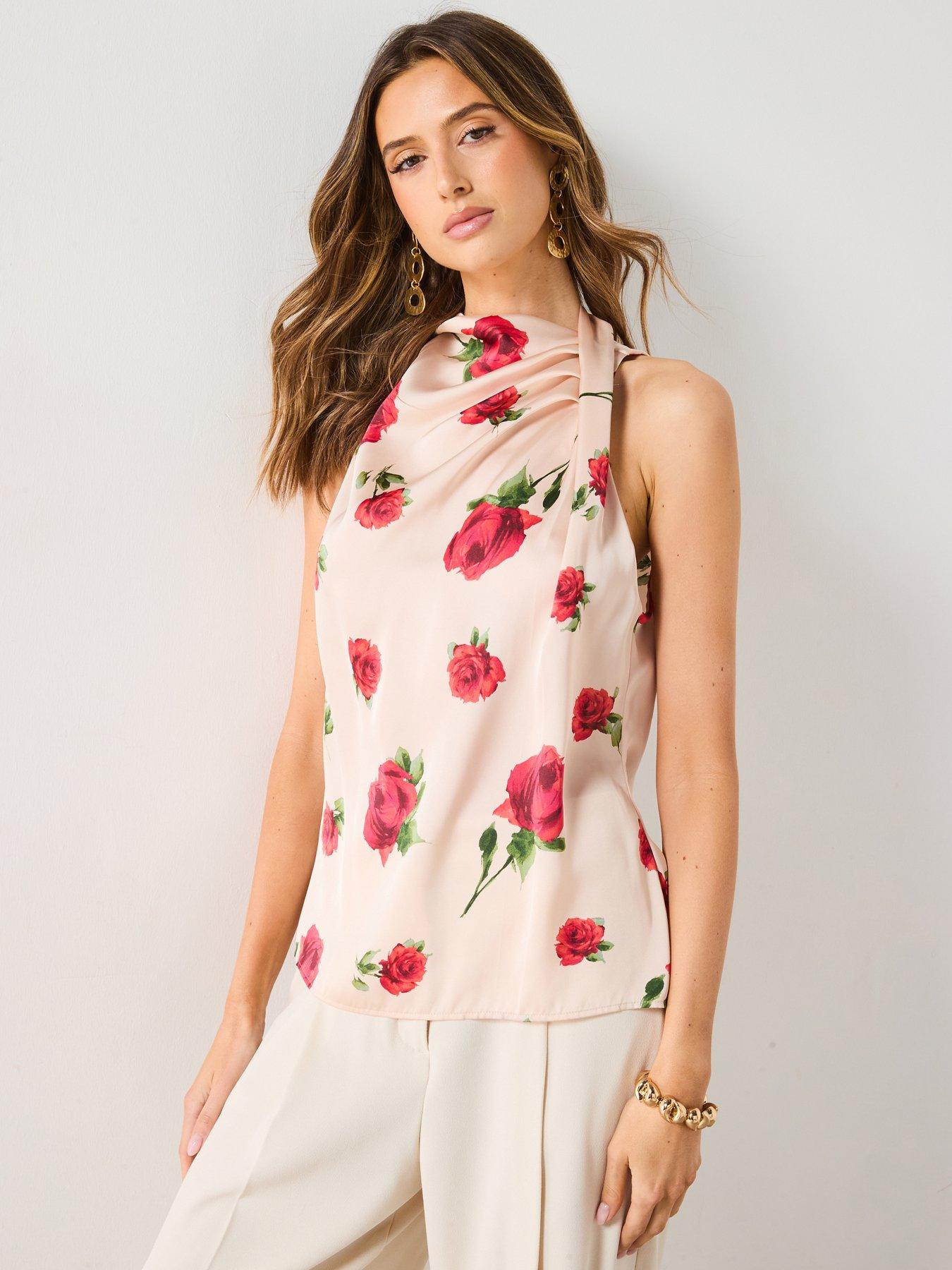 undefined Floral Satin Blouse - Cream