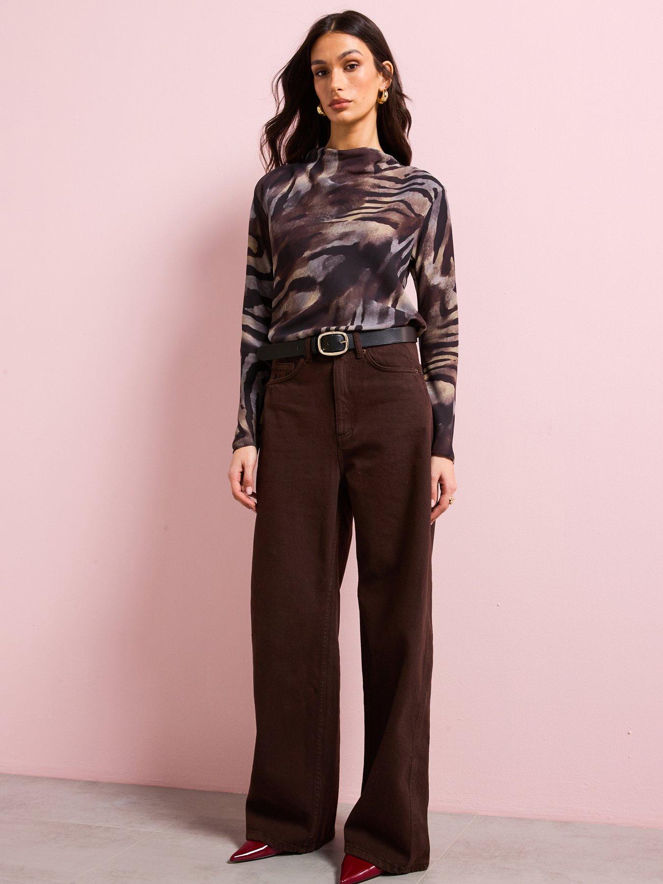 Image 1 of 4 of Mango High Rise Balloon Jeans - Brown