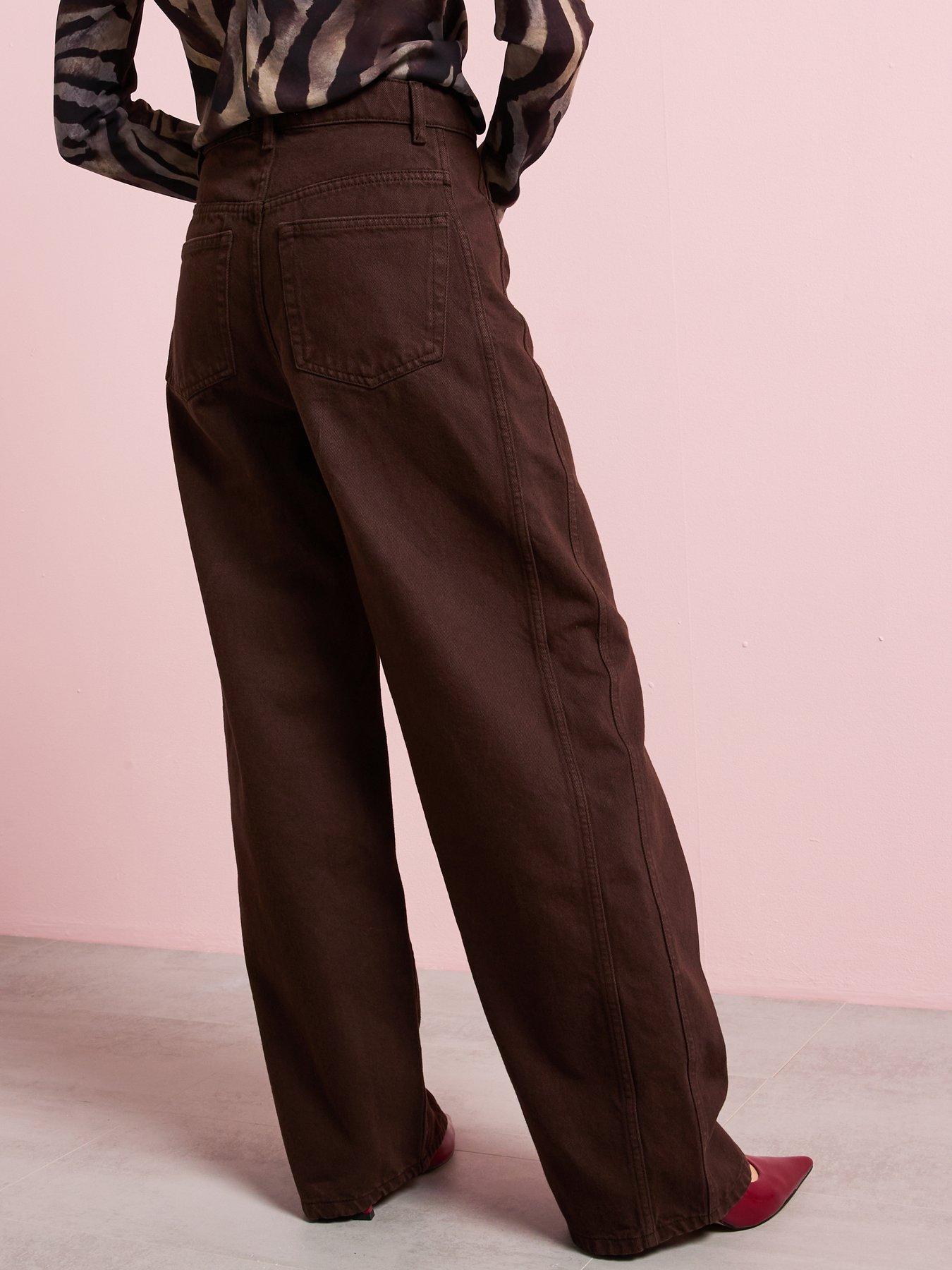Image 3 of 4 of Mango High Rise Balloon Jeans - Brown