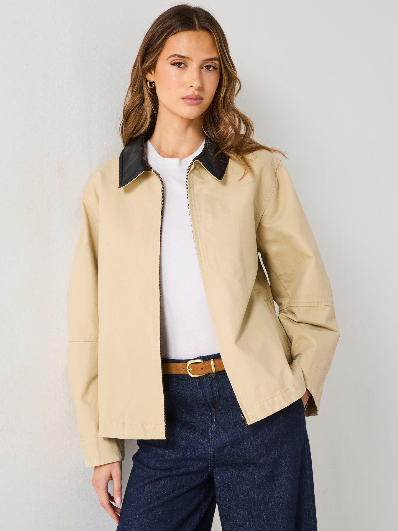 undefined Cotton Jacket With Contrasting Collar - Brown