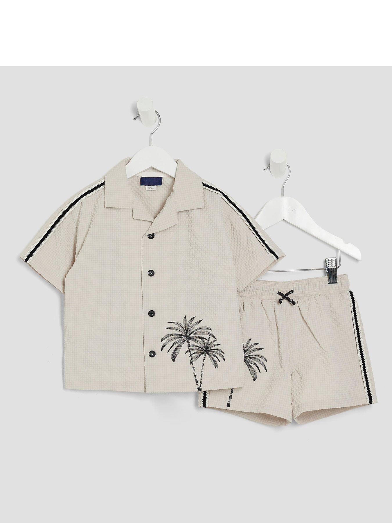 undefined Boys Stone Palm Swim Shorts Set - Stone