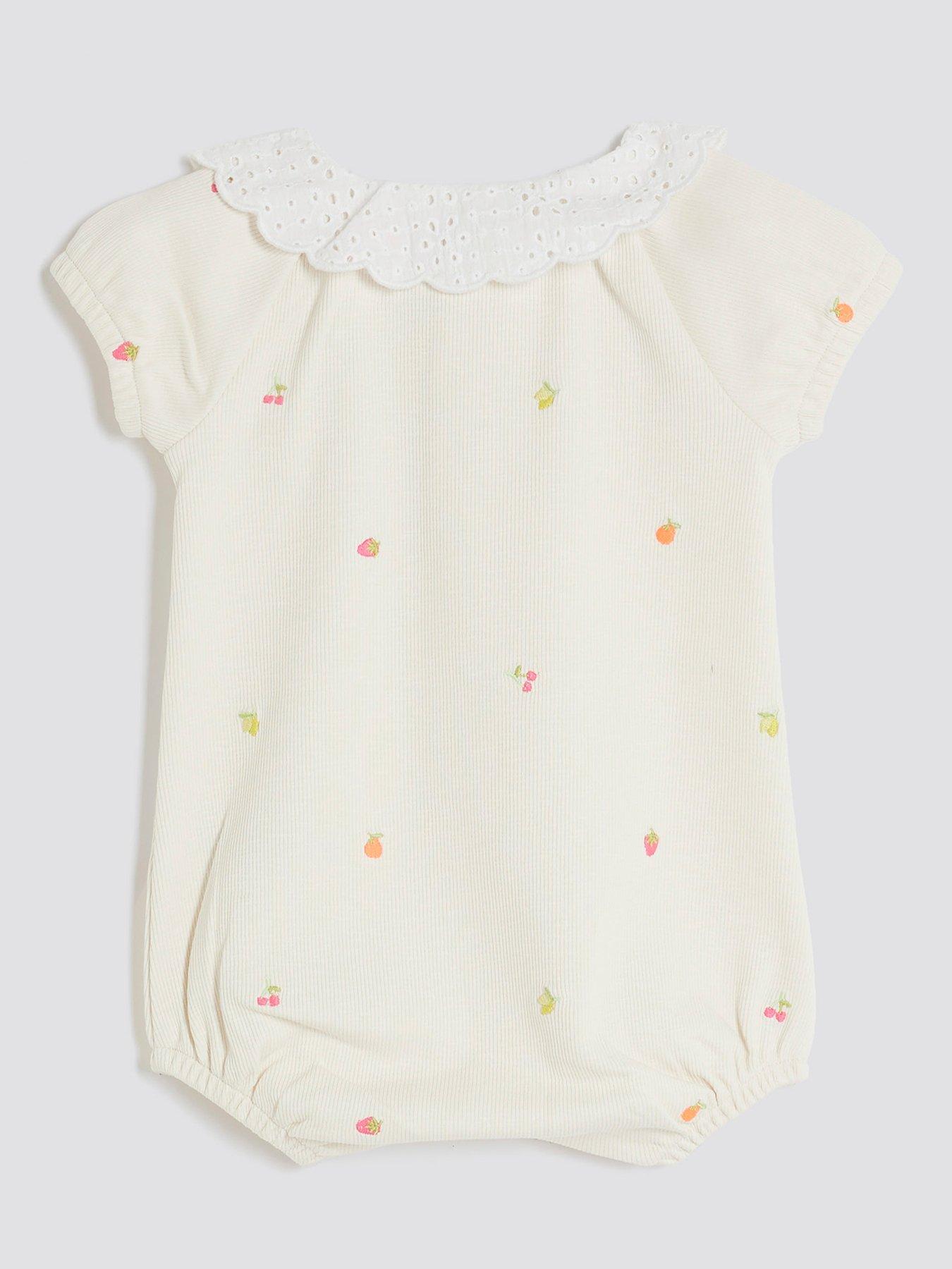 Image 2 of 4 of River Island Baby Girls Collared Strawberry Romper - Beige