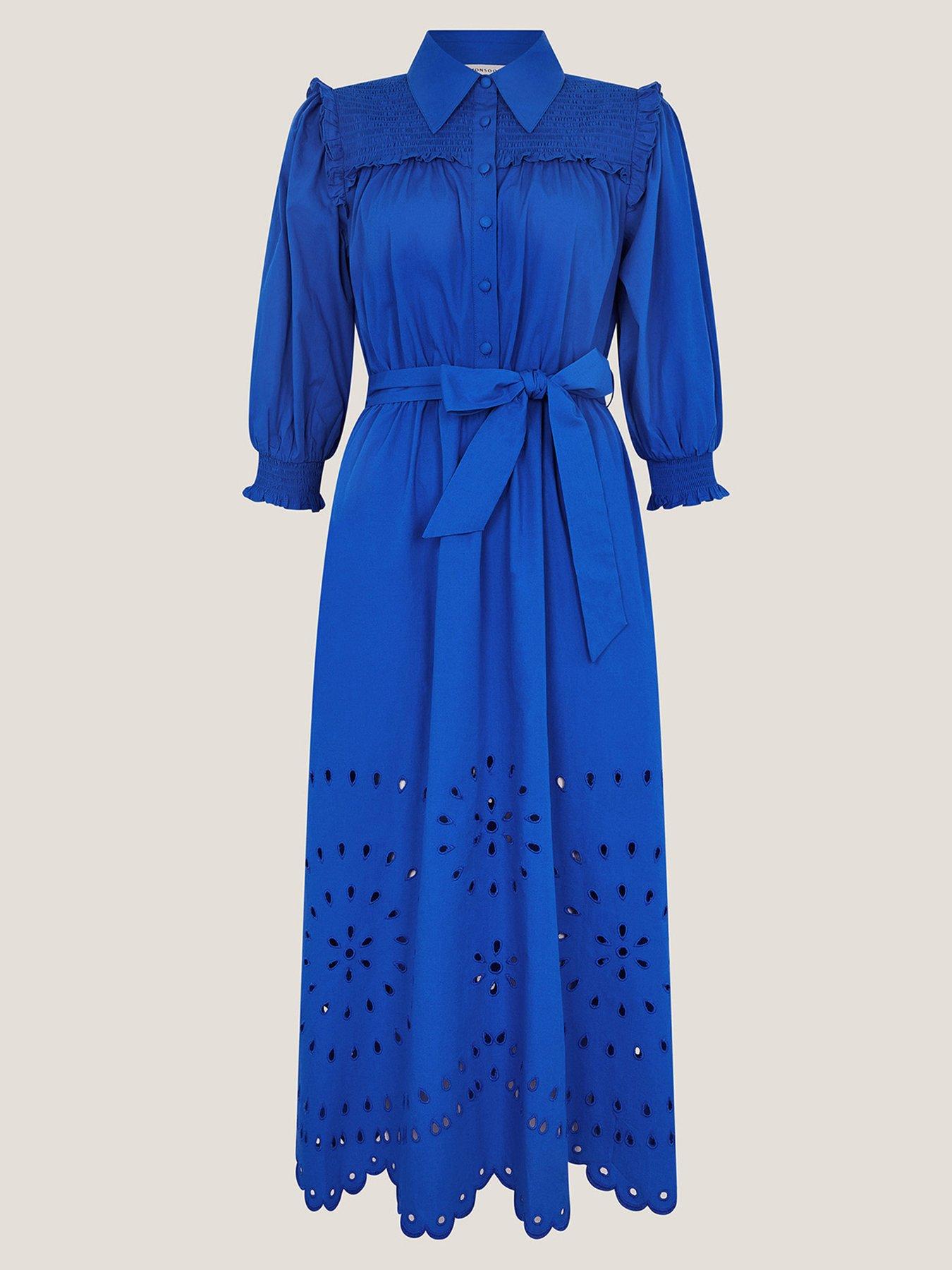 Image 3 of 5 of Monsoon Jules Broderie Dress - Blue