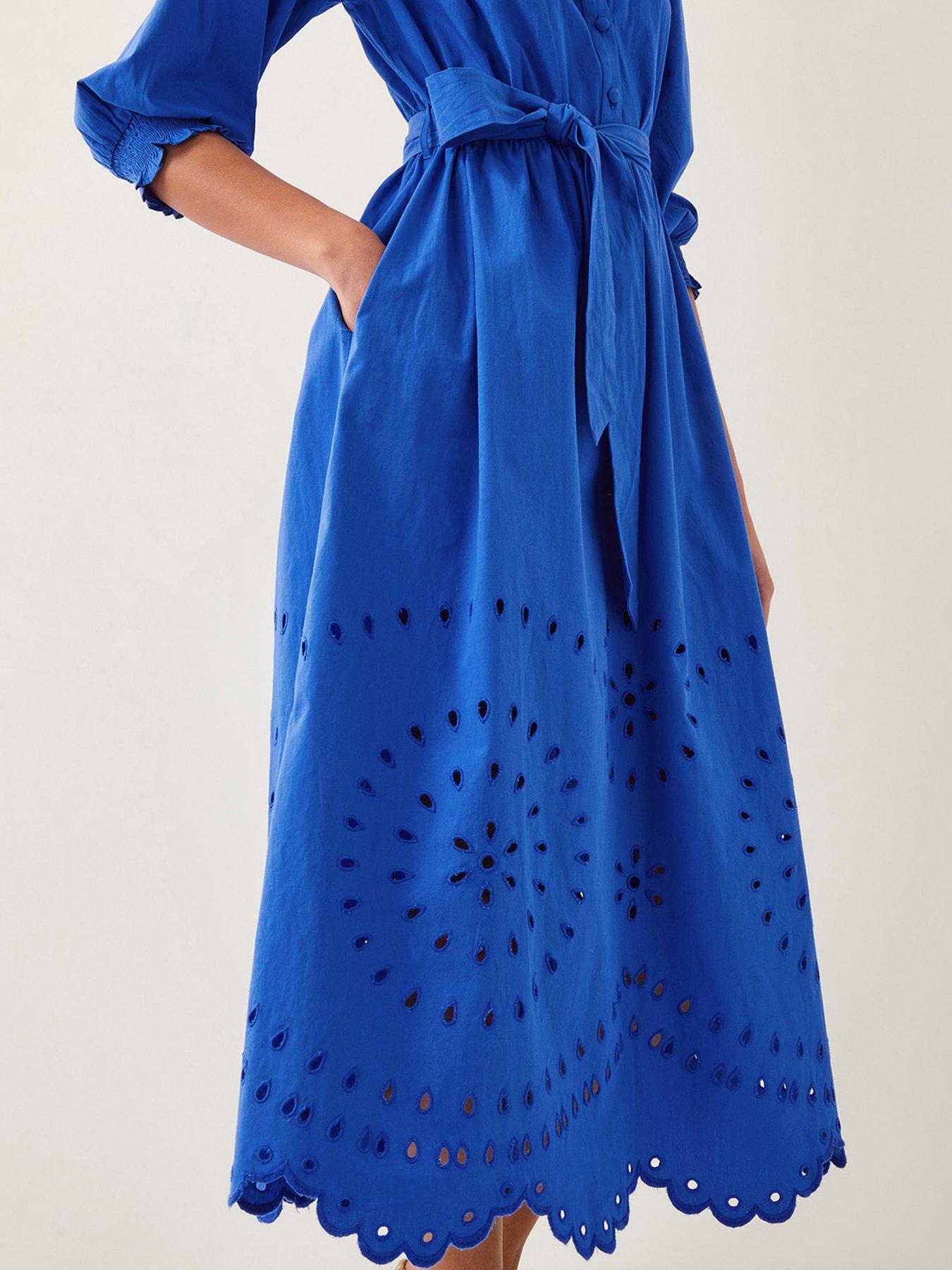 Image 4 of 5 of Monsoon Jules Broderie Dress - Blue