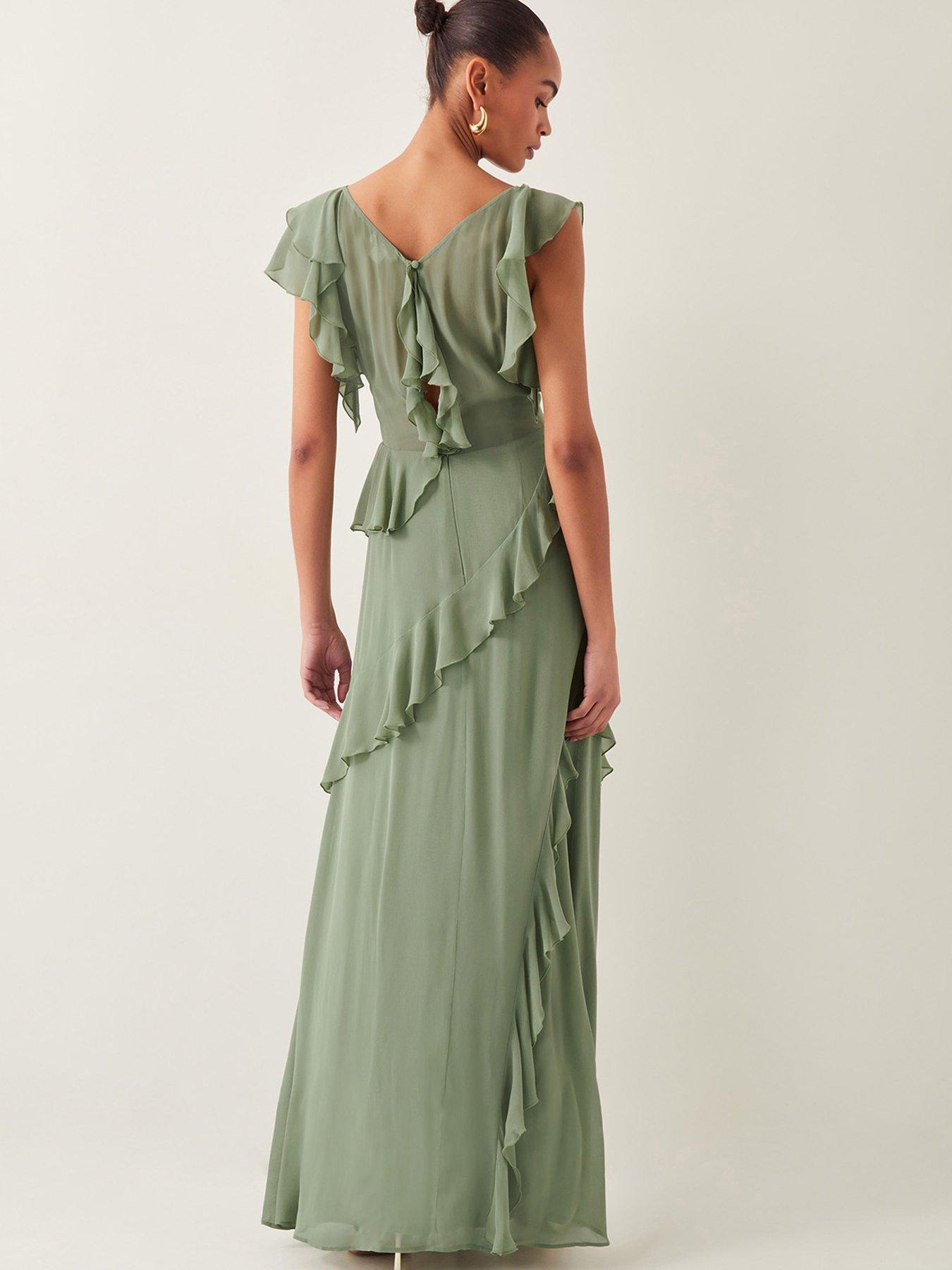 Rosie Ruffle Dress  - Sage Green