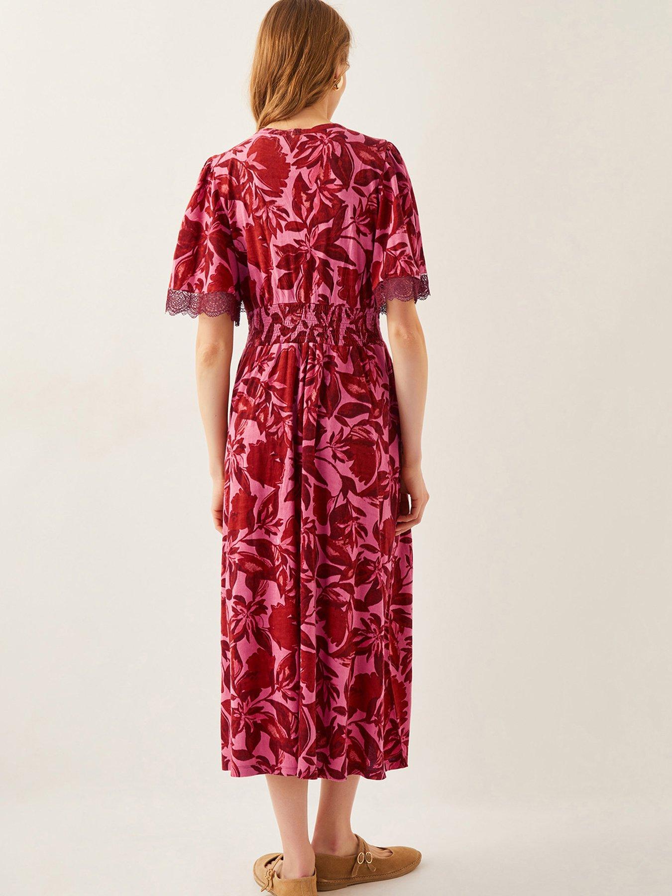 Image 2 of 5 of Monsoon Aimee Print Jersey Dress - Pink