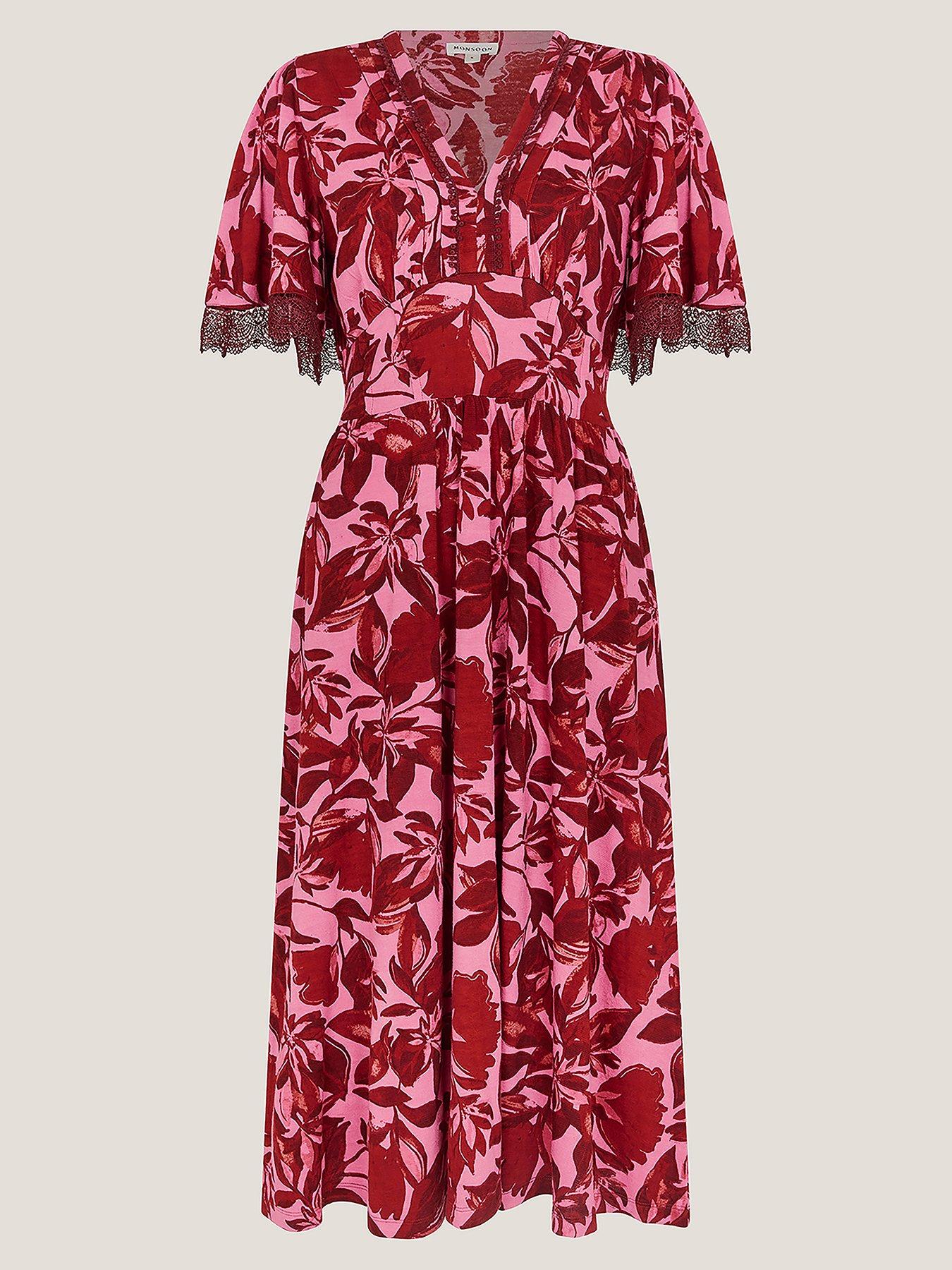 Image 3 of 5 of Monsoon Aimee Print Jersey Dress - Pink