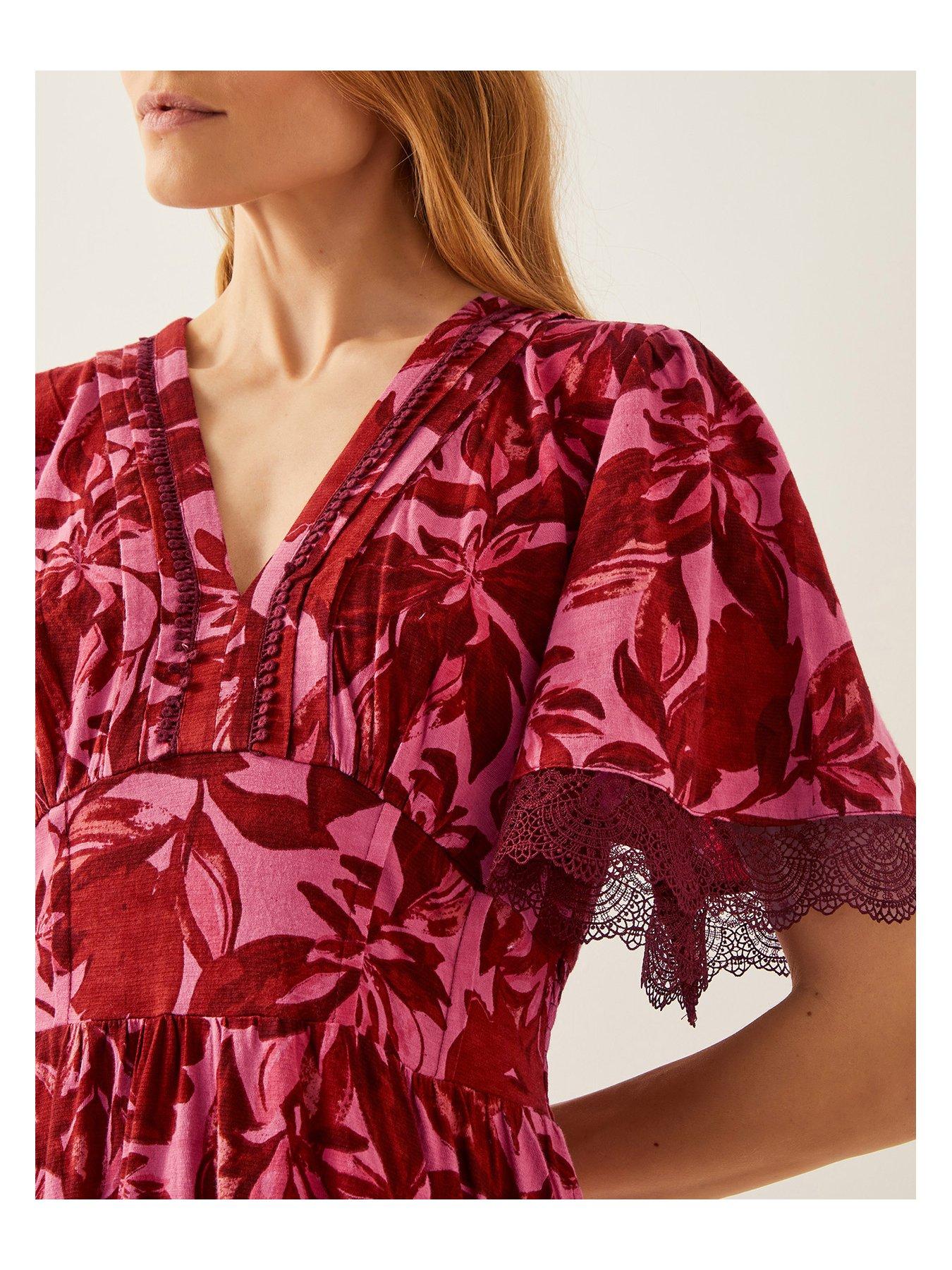 Image 5 of 5 of Monsoon Aimee Print Jersey Dress - Pink