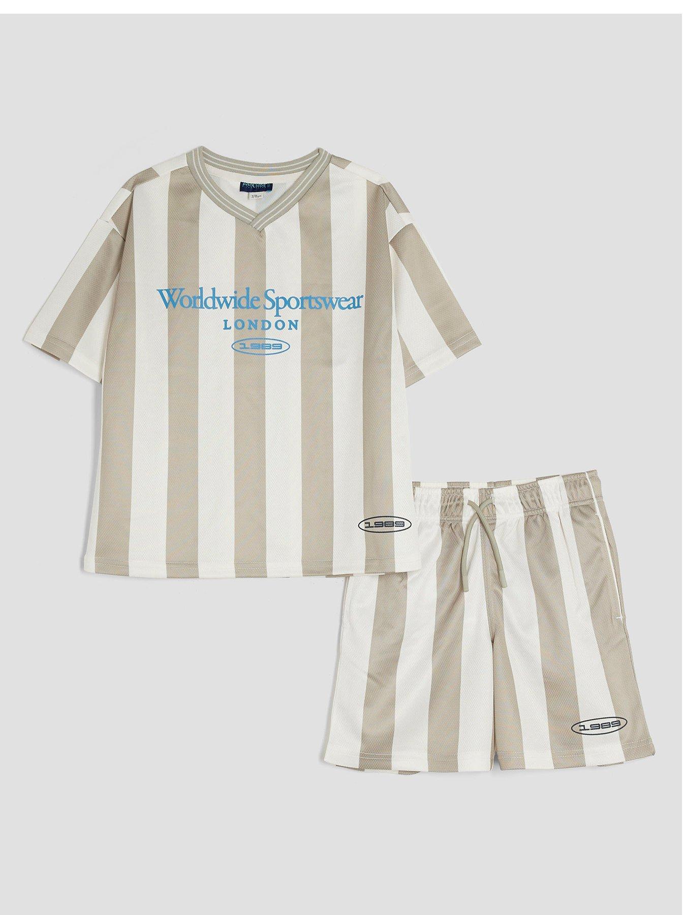 undefined Older Boy Stripe T-Shirt And Shorts Set - Green