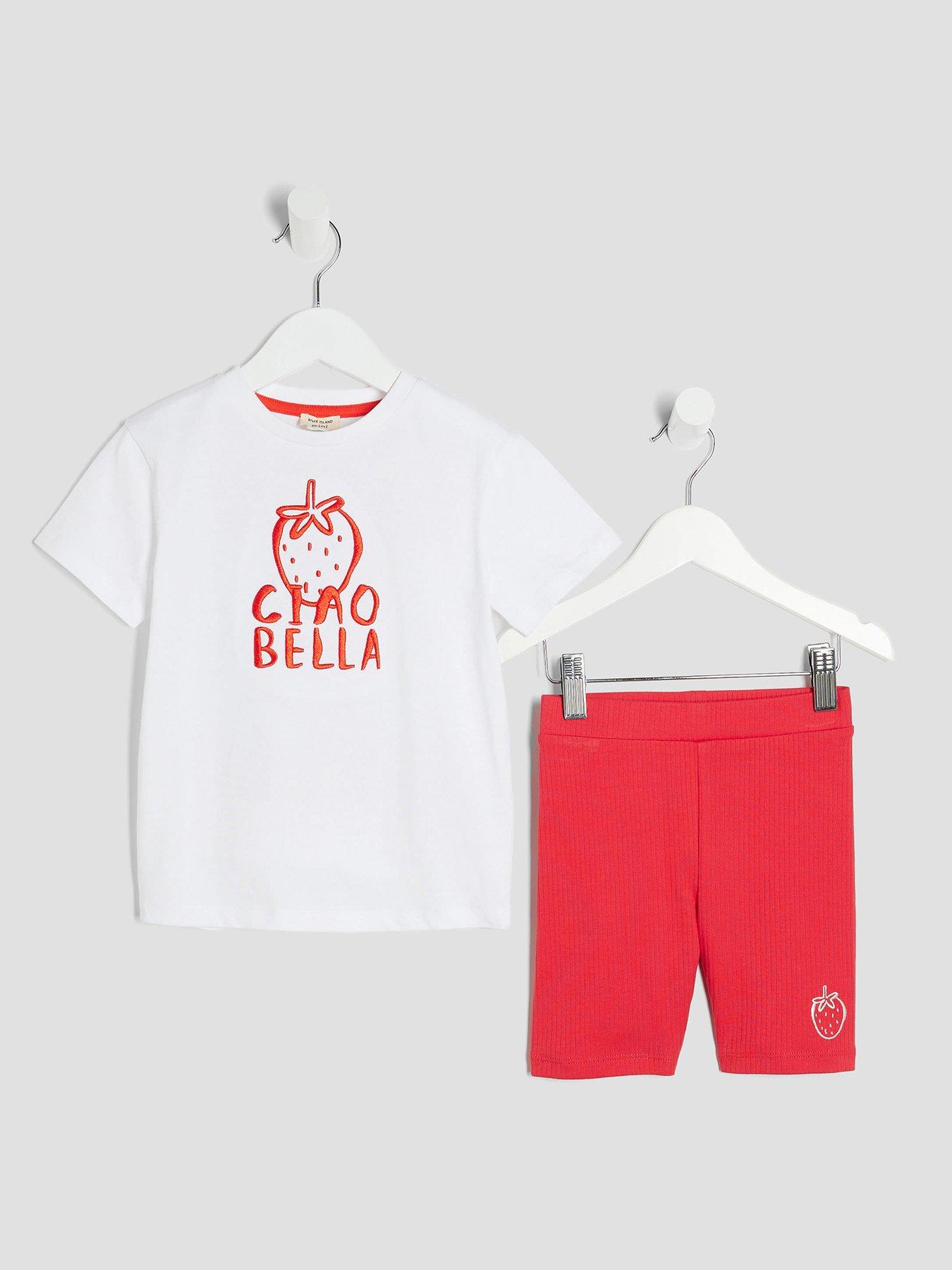 undefined Girl Ecru Ciao Bella T-Shirt Set - Cream