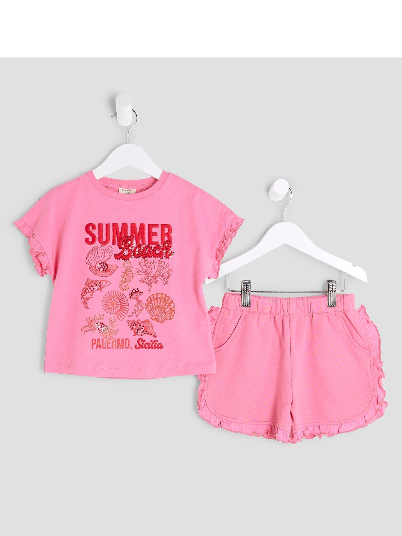 undefined Mini Girls Shell T-shirt Runner Set - Pink