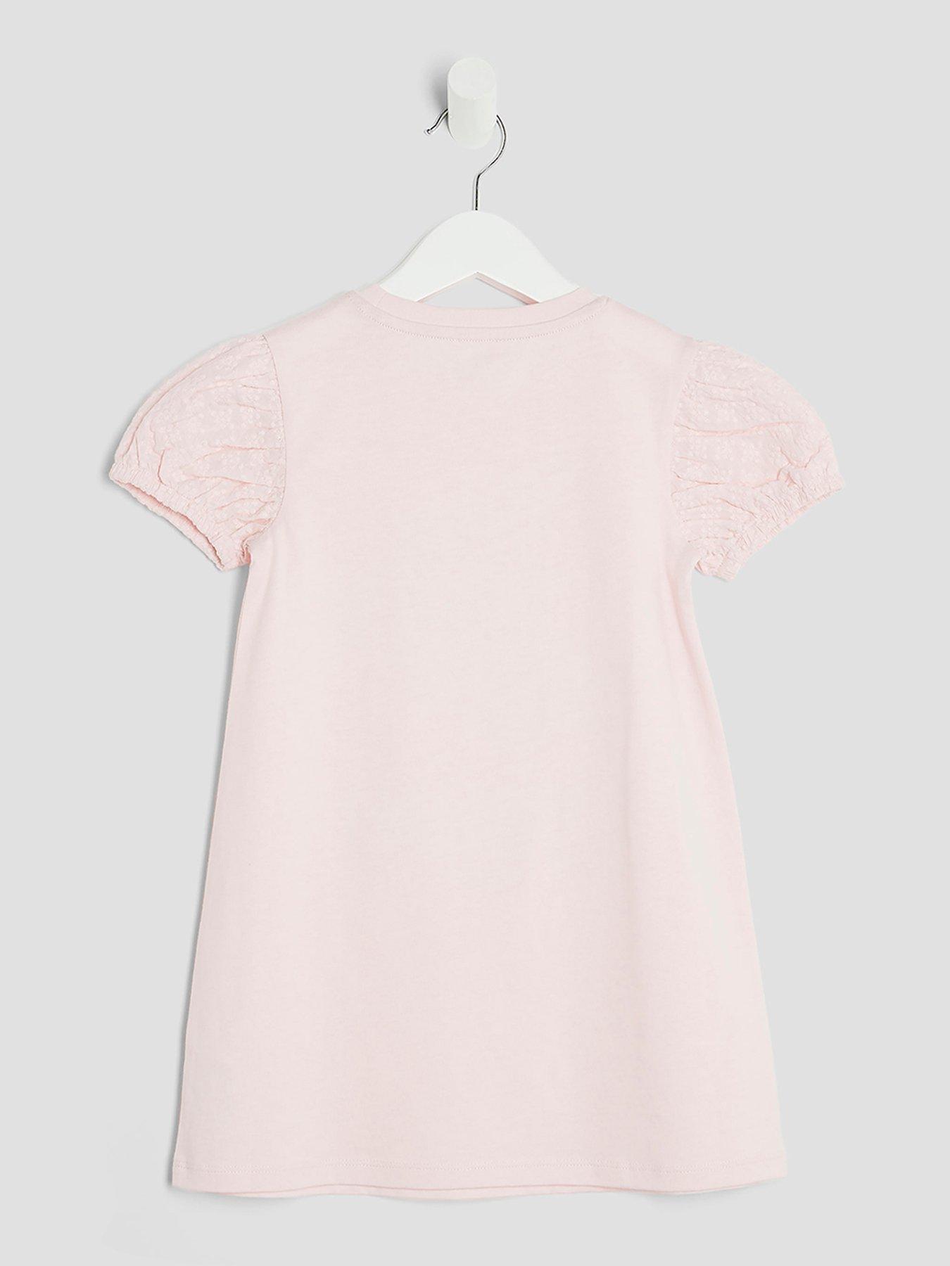 Image 2 of 4 of River Island Mini Girl Sunglasses T-Shirt Dress - Pink