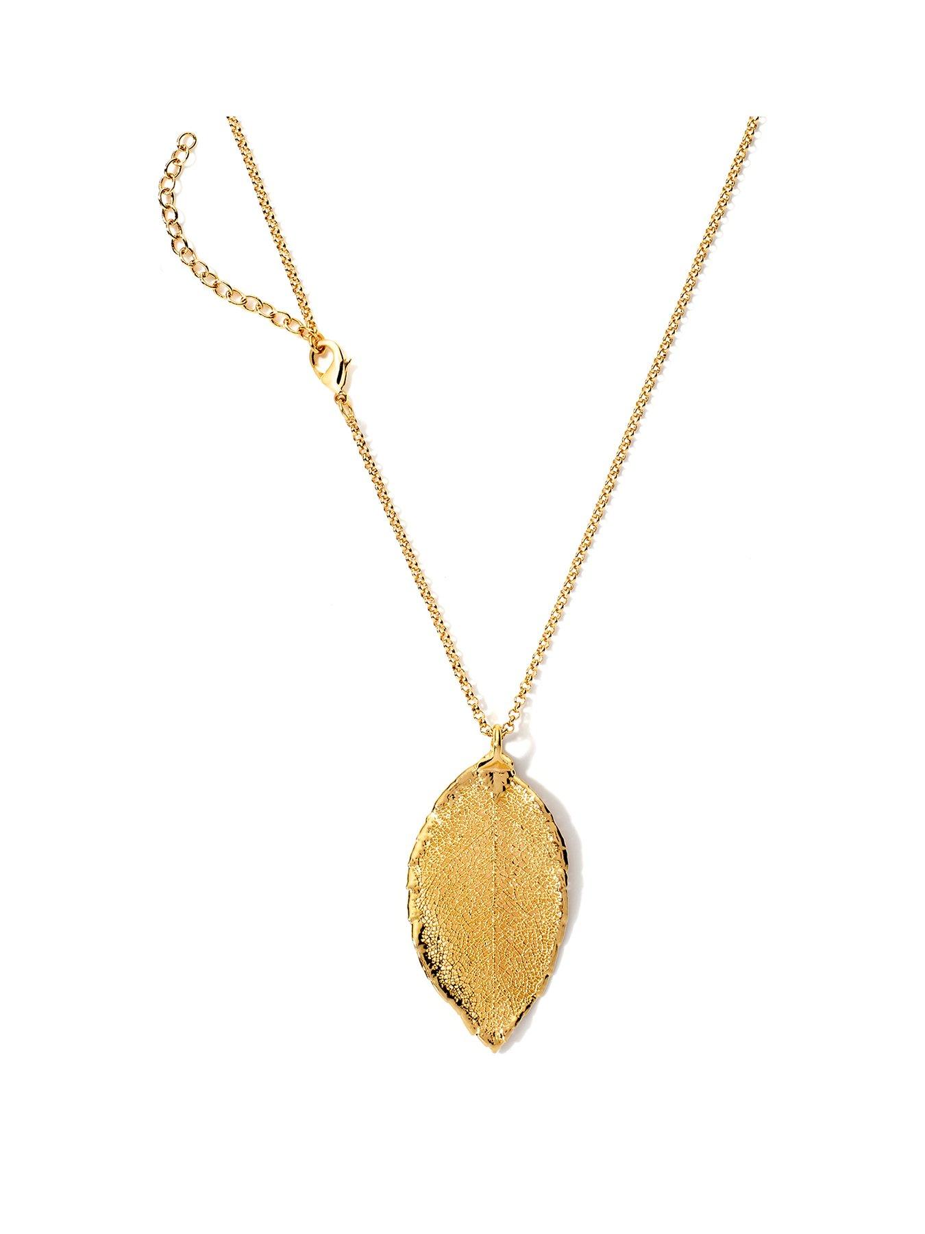 undefined 24k Gold Dipped Rose Leaf Pendant Necklace