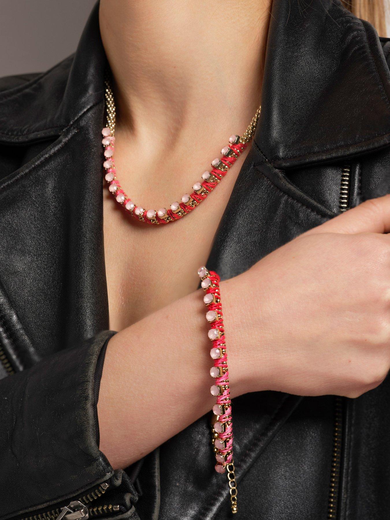 Image 2 of 3 of The Love Collection Gold Tone Pink Jewel Bracelet