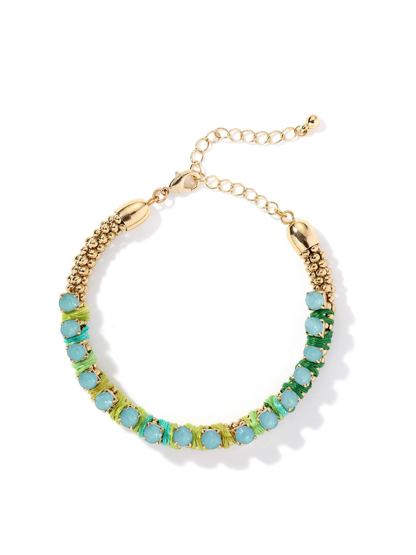 undefined Gold Tone Green Boho Bracelet