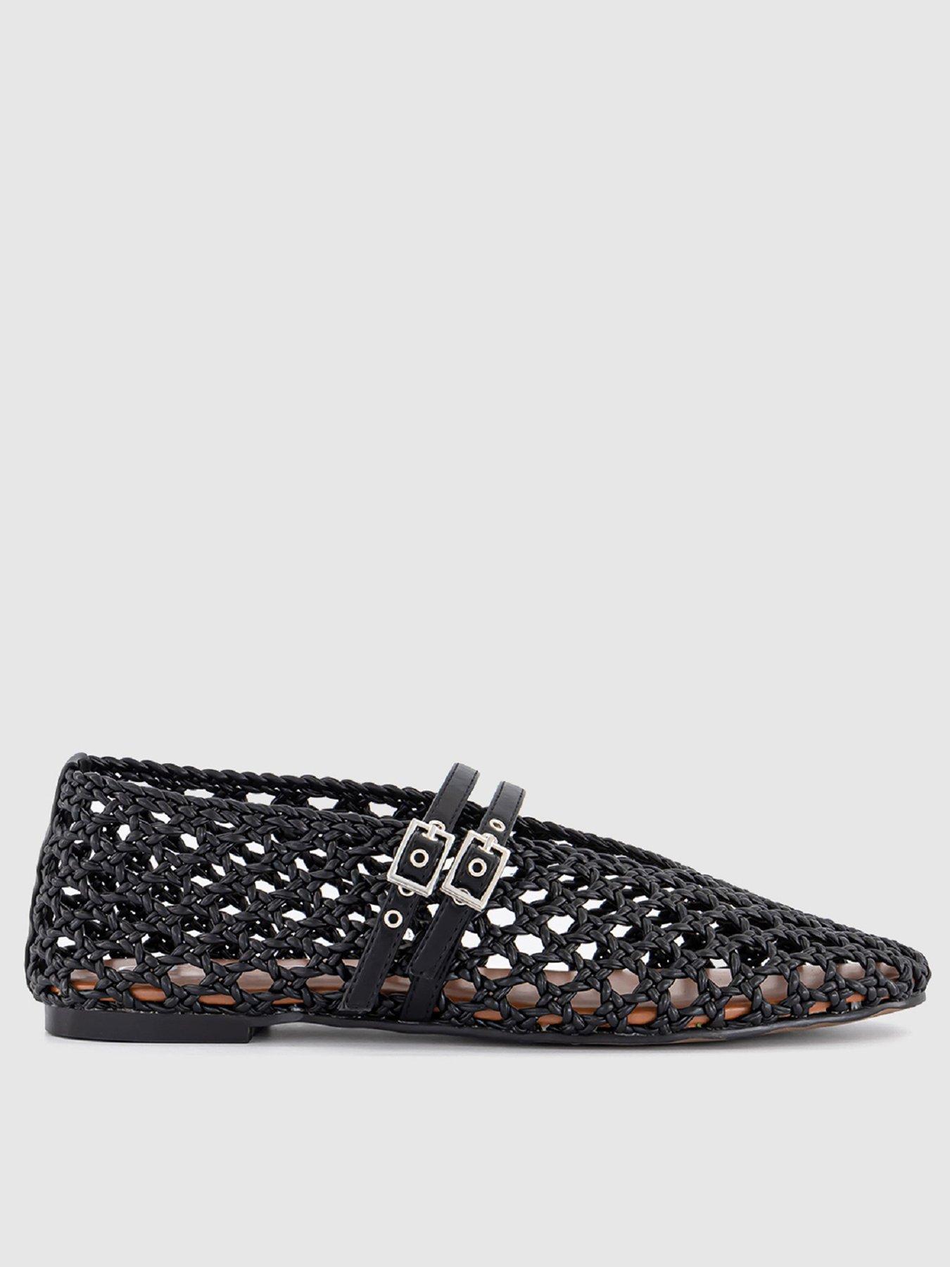 undefined Double Strap Weave Ballerina - Black