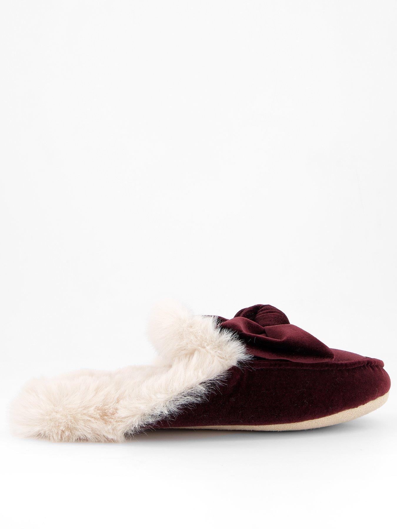 Image 2 of 7 of V by Very Bow Velvet Mule Slipper - Burgundy
