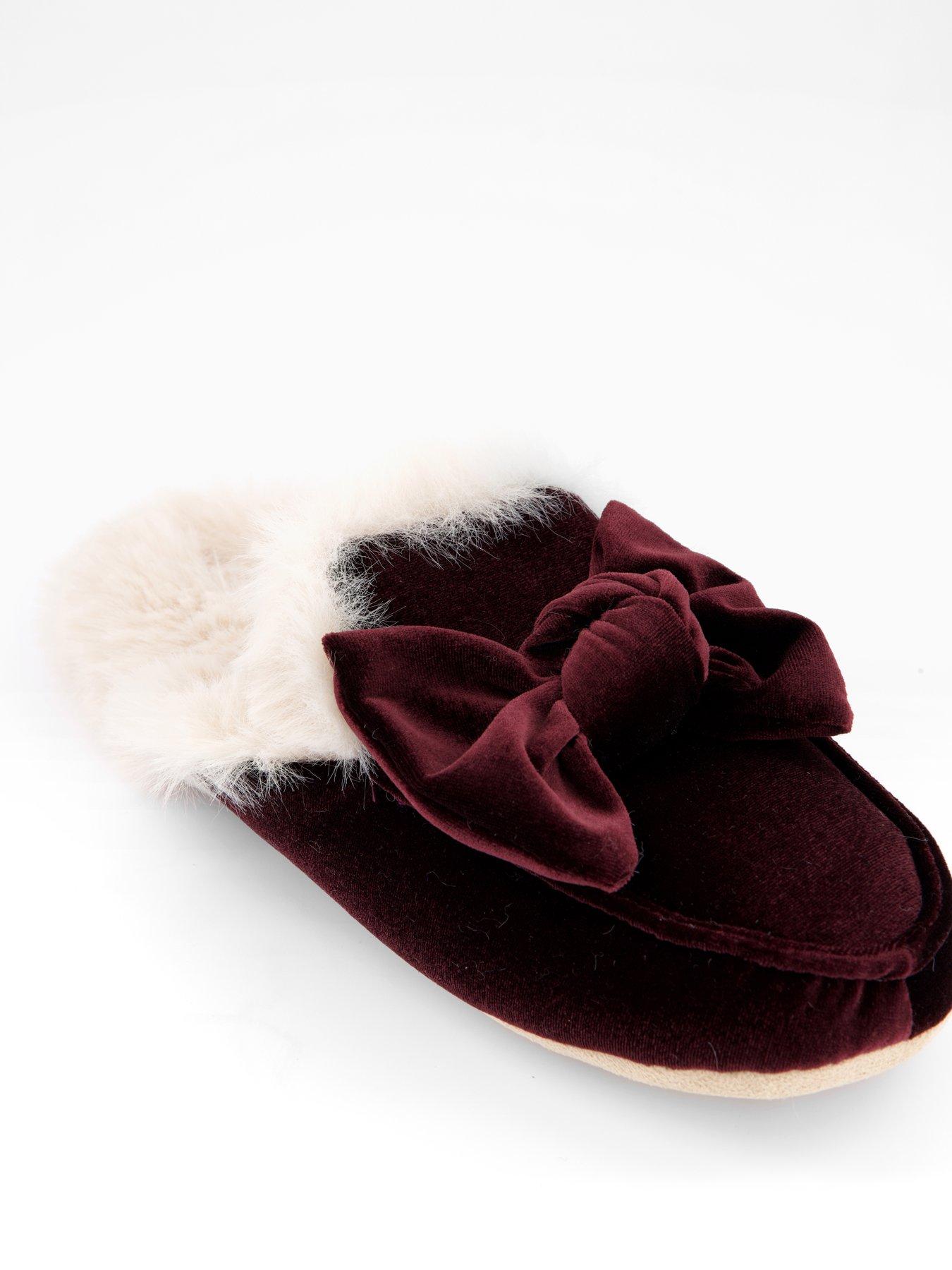 Image 6 of 7 of V by Very Bow Velvet Mule Slipper - Burgundy