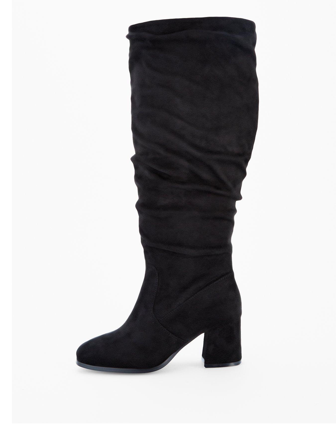 V by Very Wide Fit Knee High Slouch Boot With Wider Fitting Calf - Black