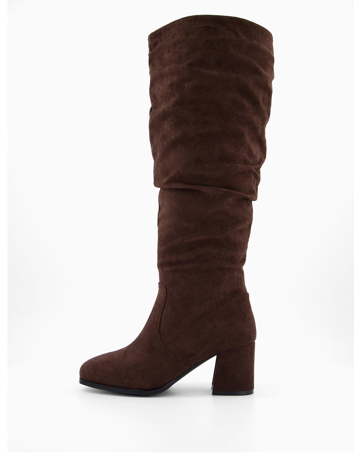 Image 2 of 7 of V by Very Wide Fit Knee High Slouch Boot with Wider Fitting Calf - Brown