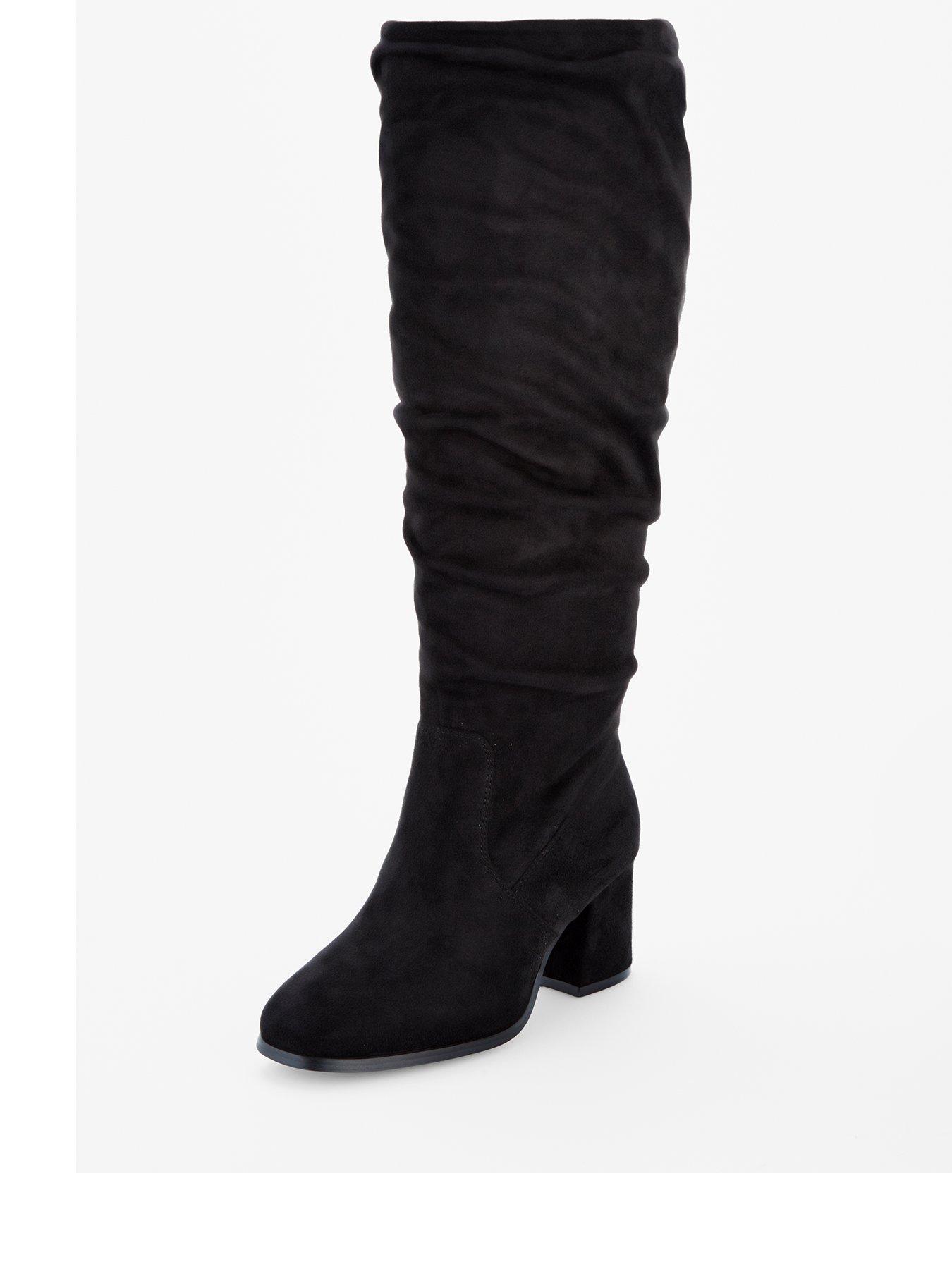 Image 3 of 7 of V by Very Extra Wide Fit Knee High Slouch Boot With Wider Fitting Calf - Black