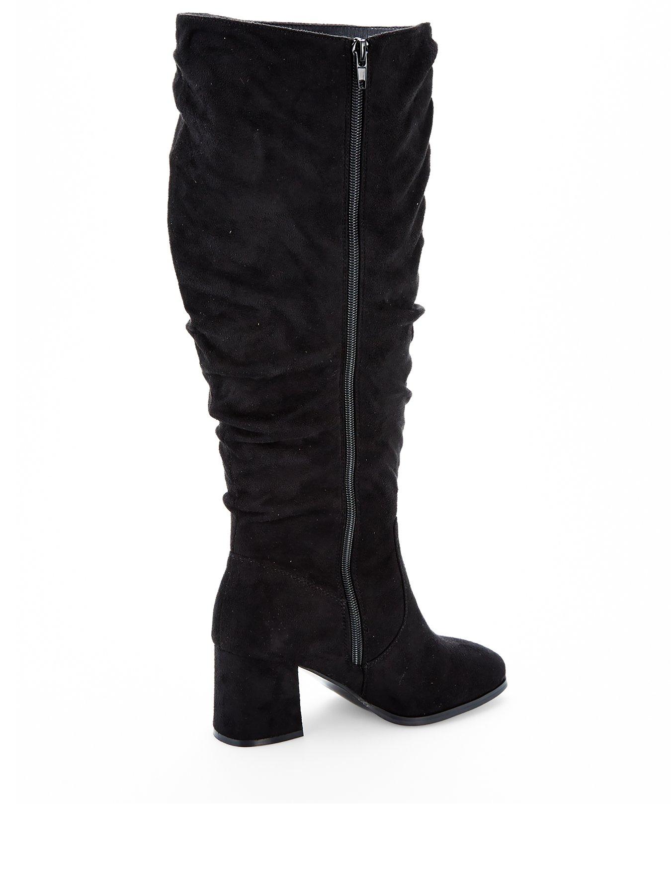 Image 4 of 7 of V by Very Extra Wide Fit Knee High Slouch Boot With Wider Fitting Calf - Black