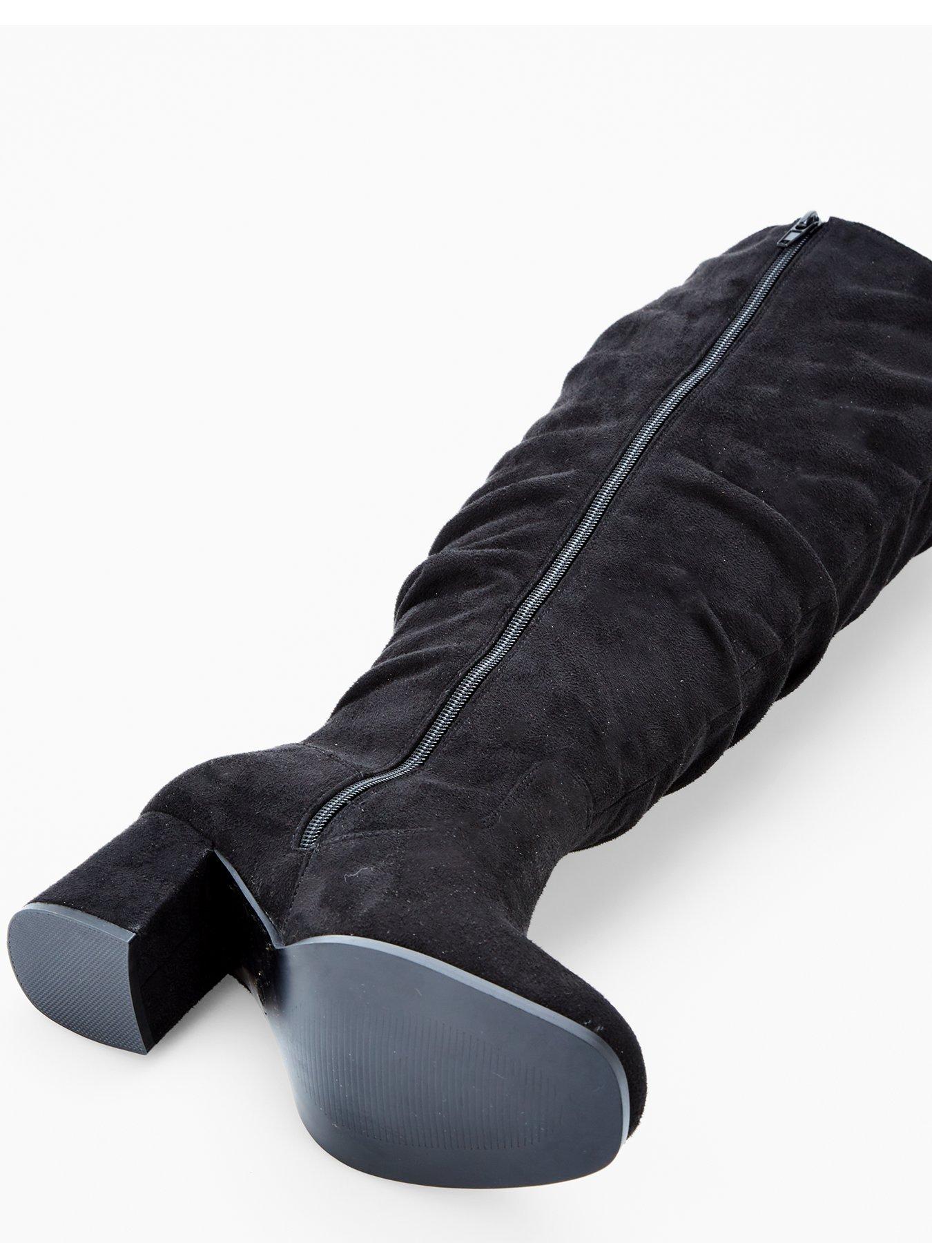 Image 6 of 7 of V by Very Extra Wide Fit Knee High Slouch Boot With Wider Fitting Calf - Black