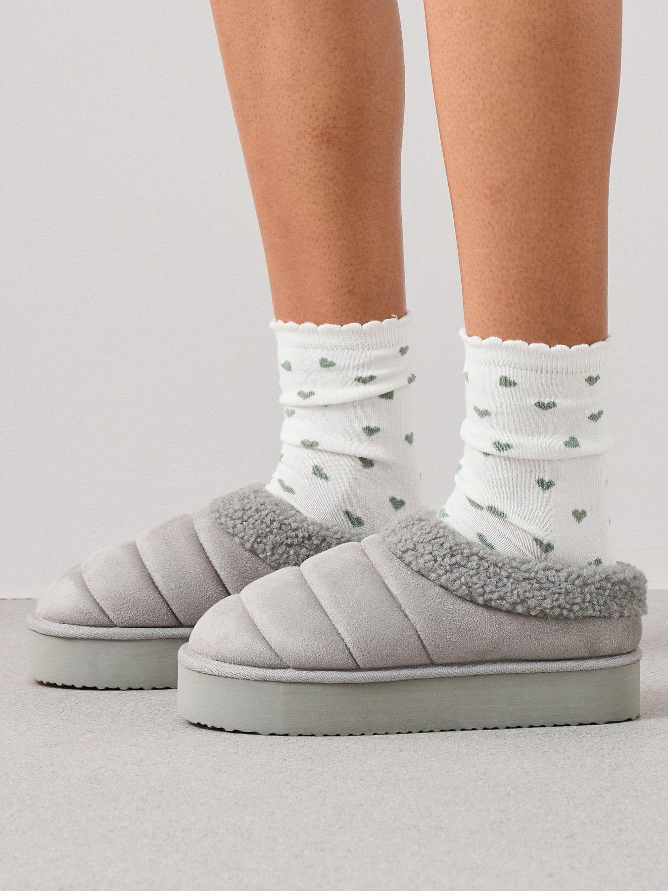 V by Very: Flatform Slippers - Grey