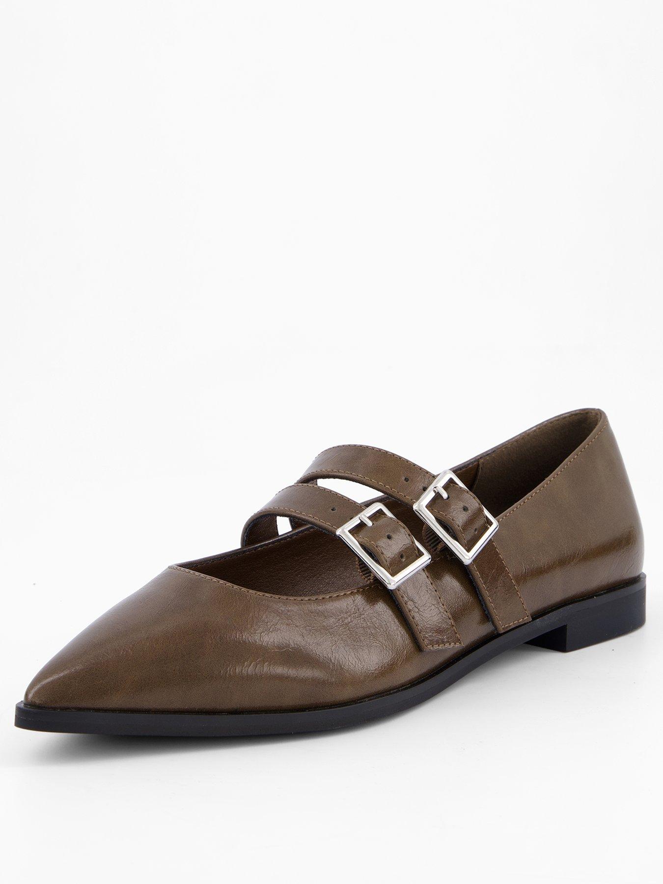 Image 3 of 7 of V by Very Pointed Double Strap Ballet Pump - Olive
