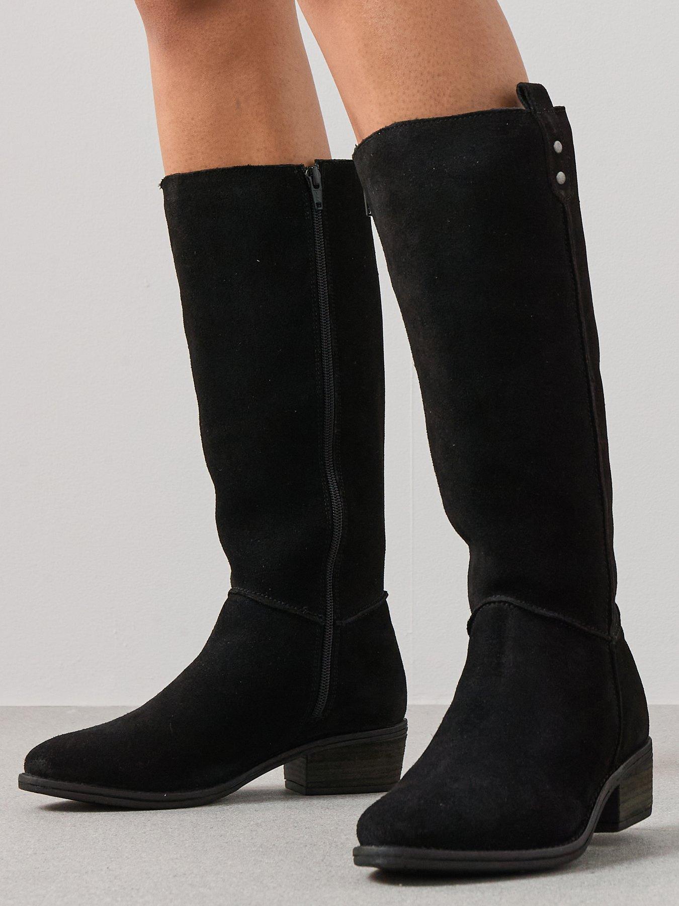 V by Very Real Leather Knee Boot - Black