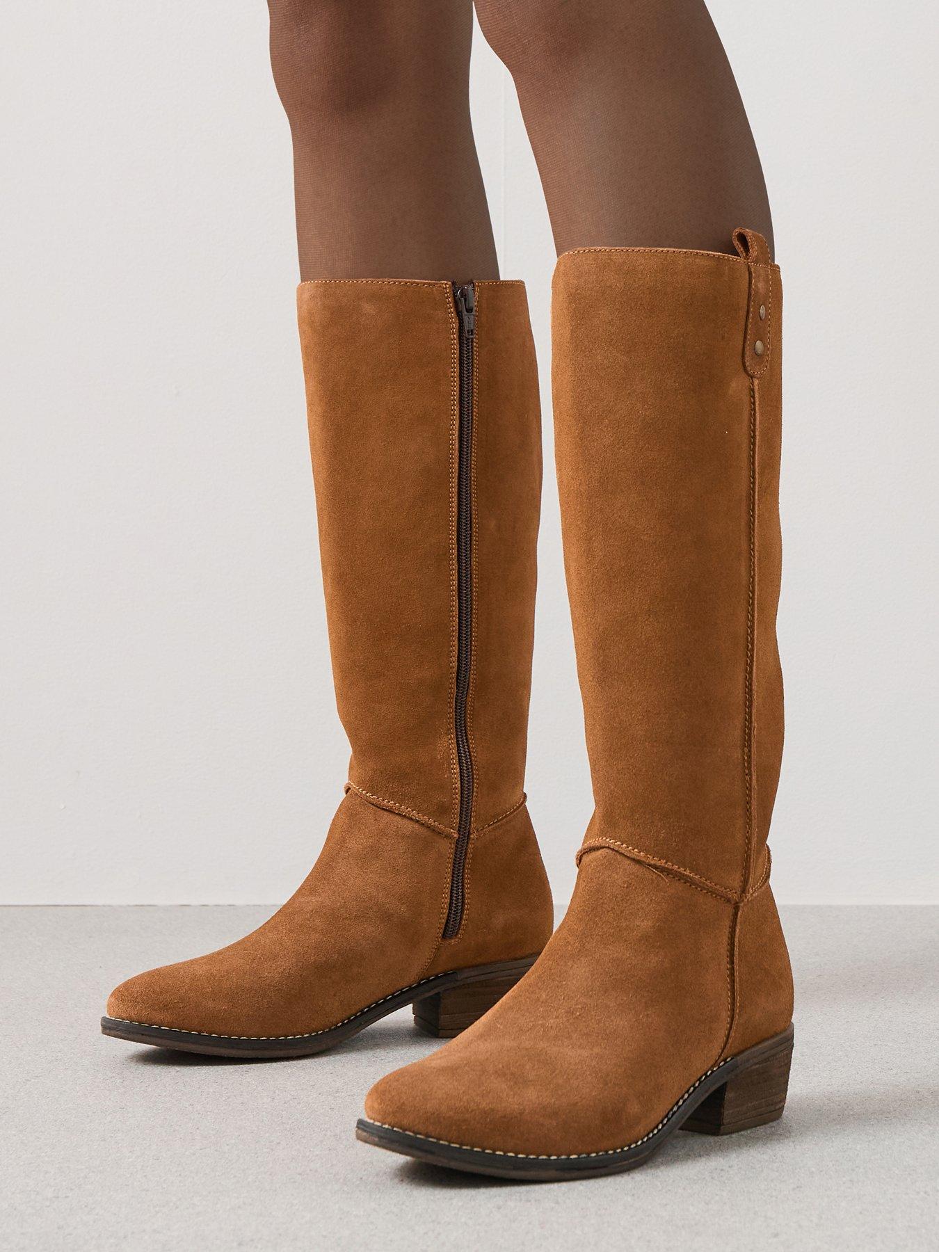 V by Very Real Leather Knee Boot - Brown
