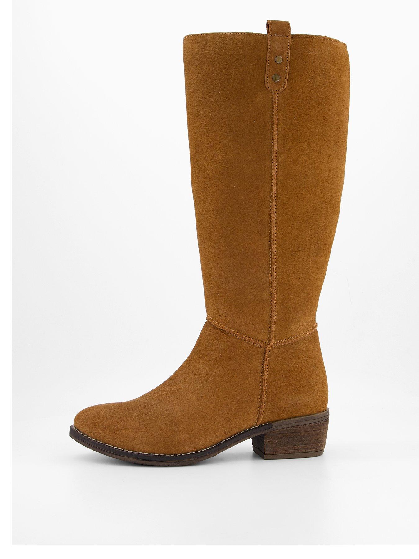Image 2 of 8 of V by Very Real&nbsp;Leather Knee Boot - Brown