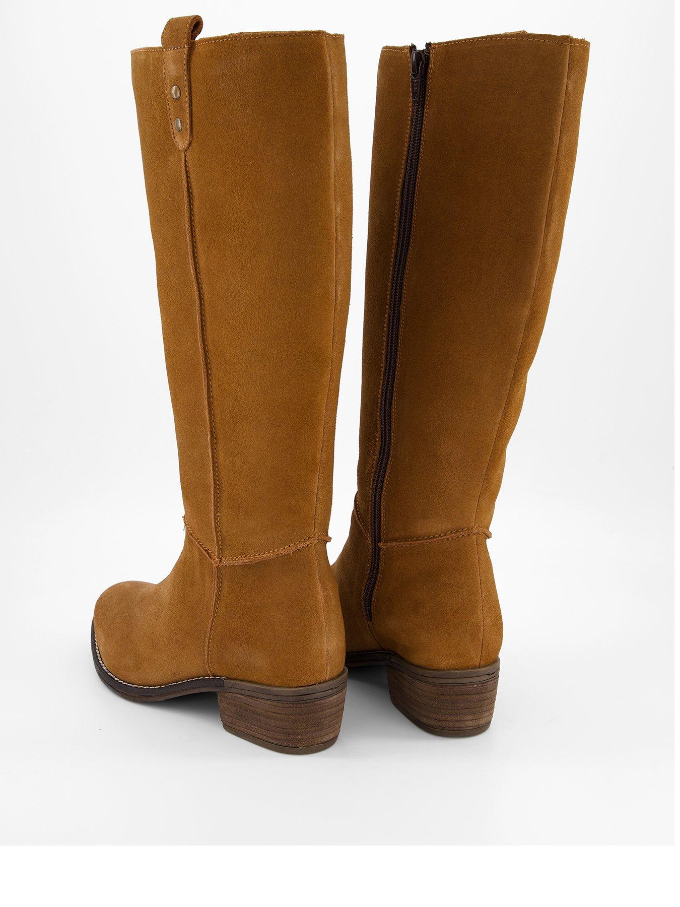 Image 4 of 8 of V by Very Real&nbsp;Leather Knee Boot - Brown