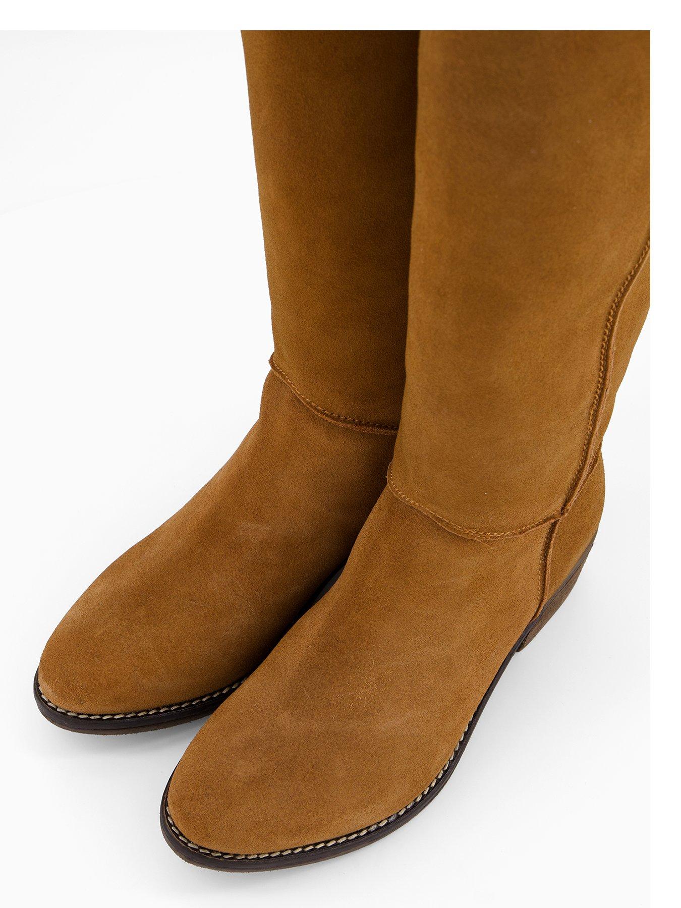Image 5 of 8 of V by Very Real&nbsp;Leather Knee Boot - Brown