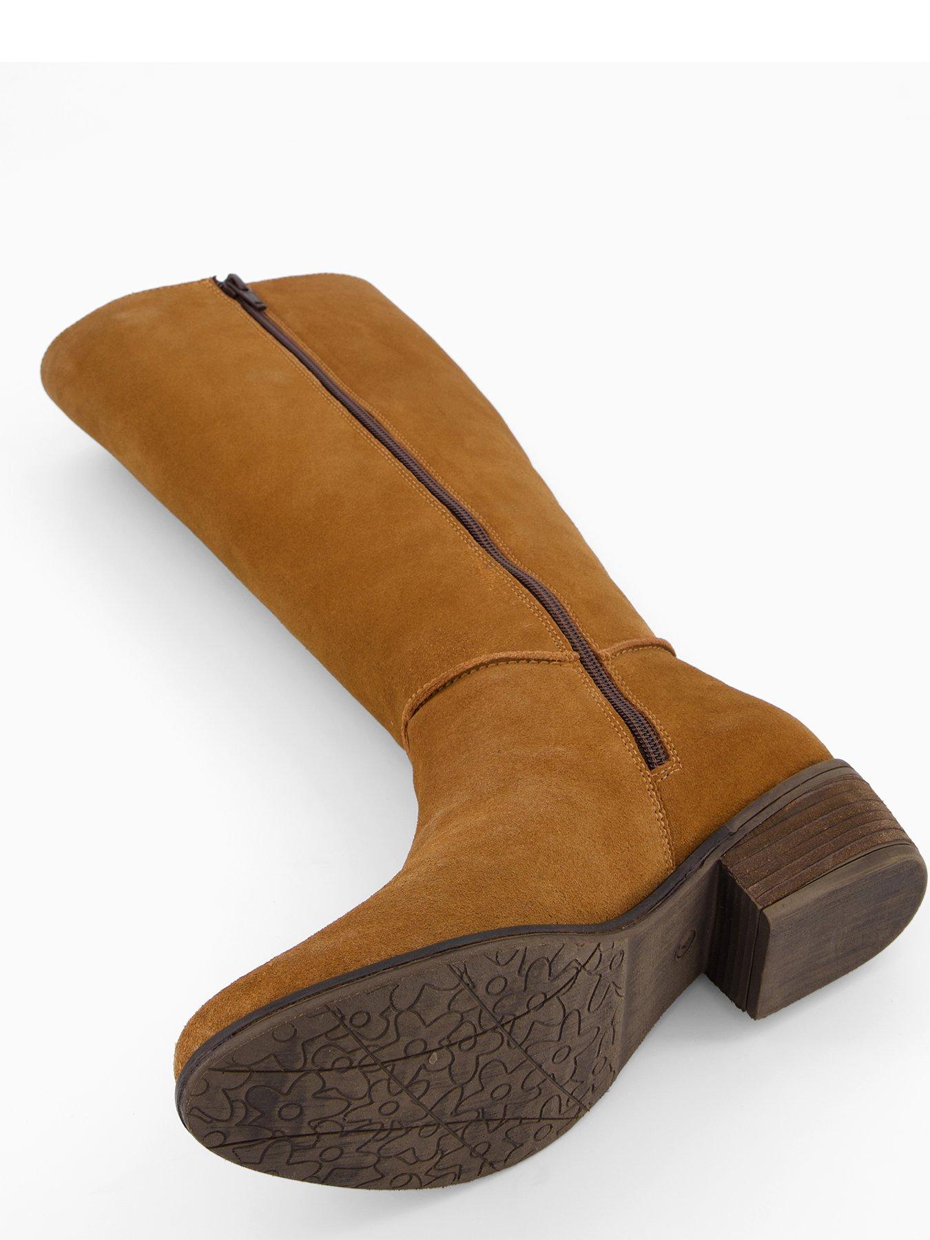 Image 6 of 8 of V by Very Real&nbsp;Leather Knee Boot - Brown